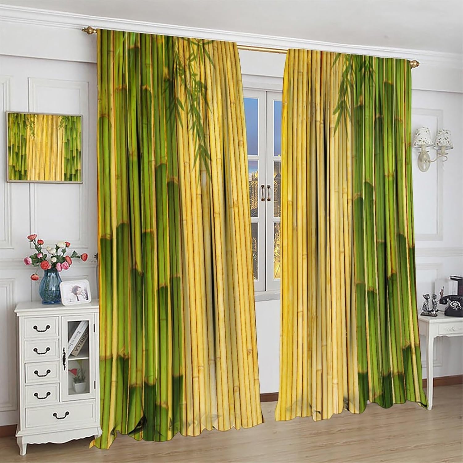 Focusbrite Bamboo Curtains 2 Panels 42x63 Inches