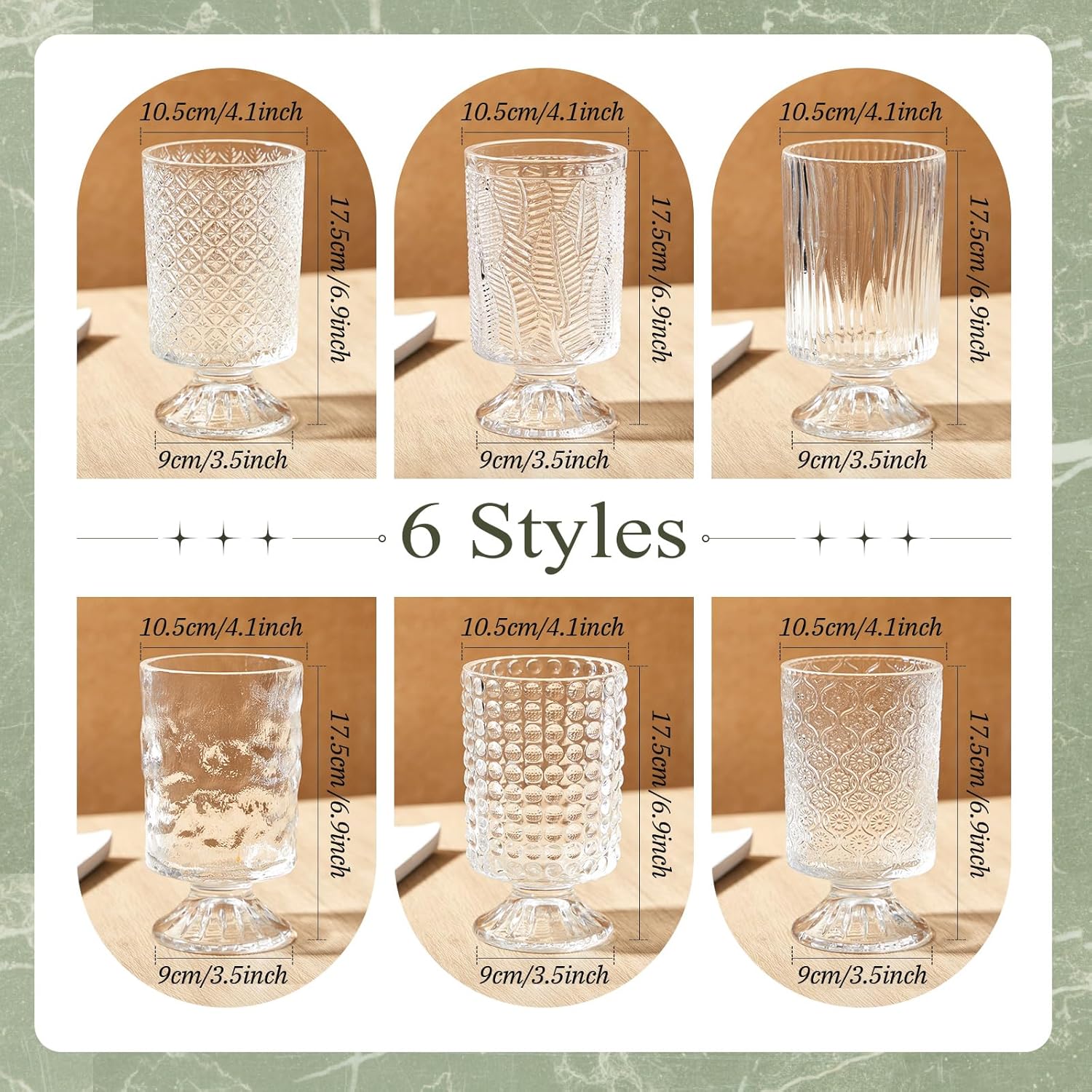 6 Pcs Clear Embossed Glass Vases for Wedding Centerpieces