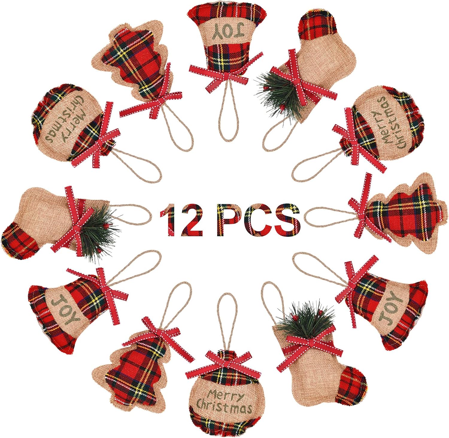 Jetec 20 Piece Rustic Burlap Christmas Ornaments Set
