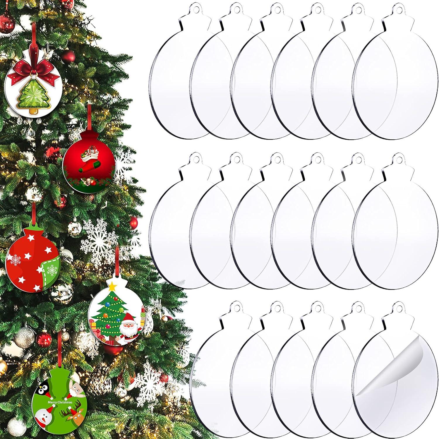 Jetec 50 pcs 37 Inch Acrylic Christmas Ornament Blank Transparent Disc