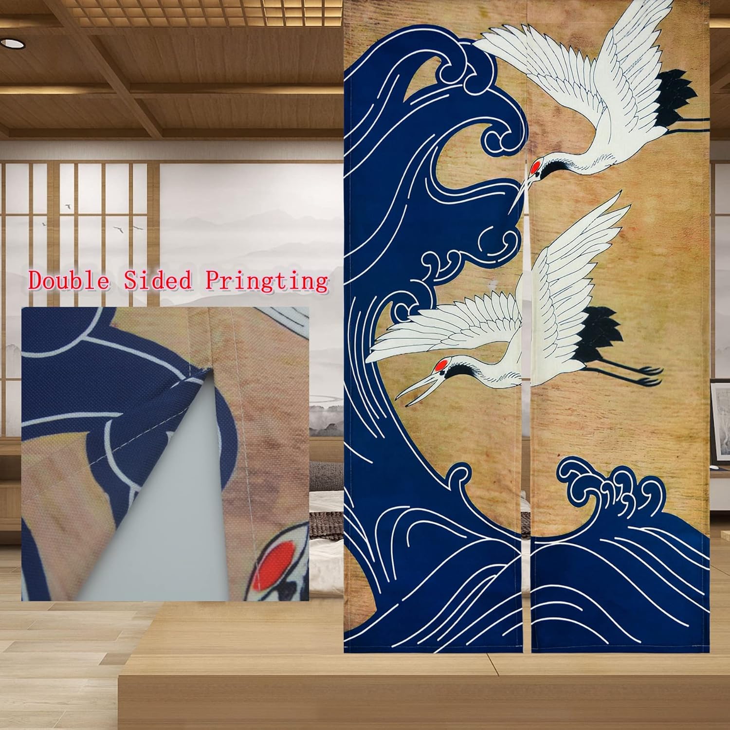 LIGICKY Retro Japanese Noren Door Curtain Linen Tapestry