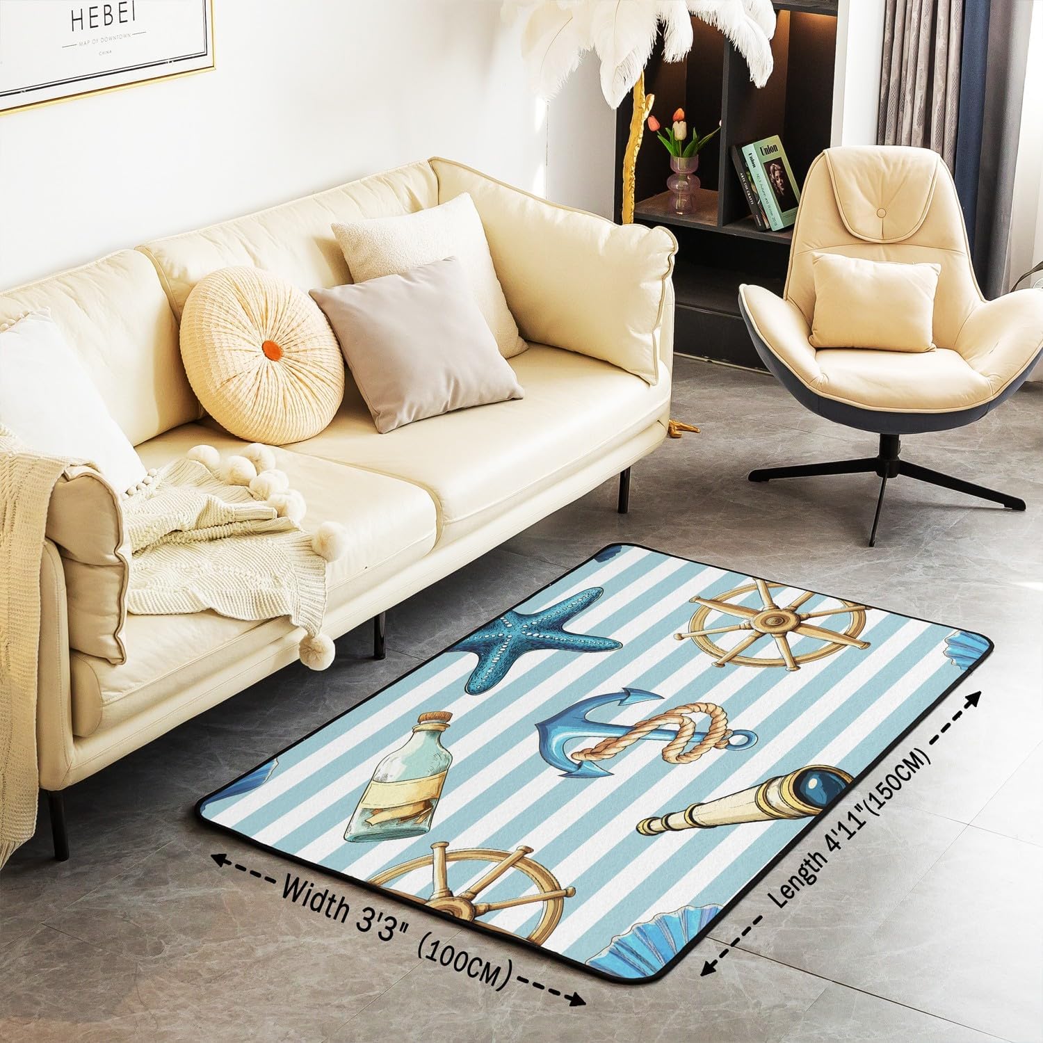 Nautical Area Rug 411 x 33 Ocean Rug for Kids