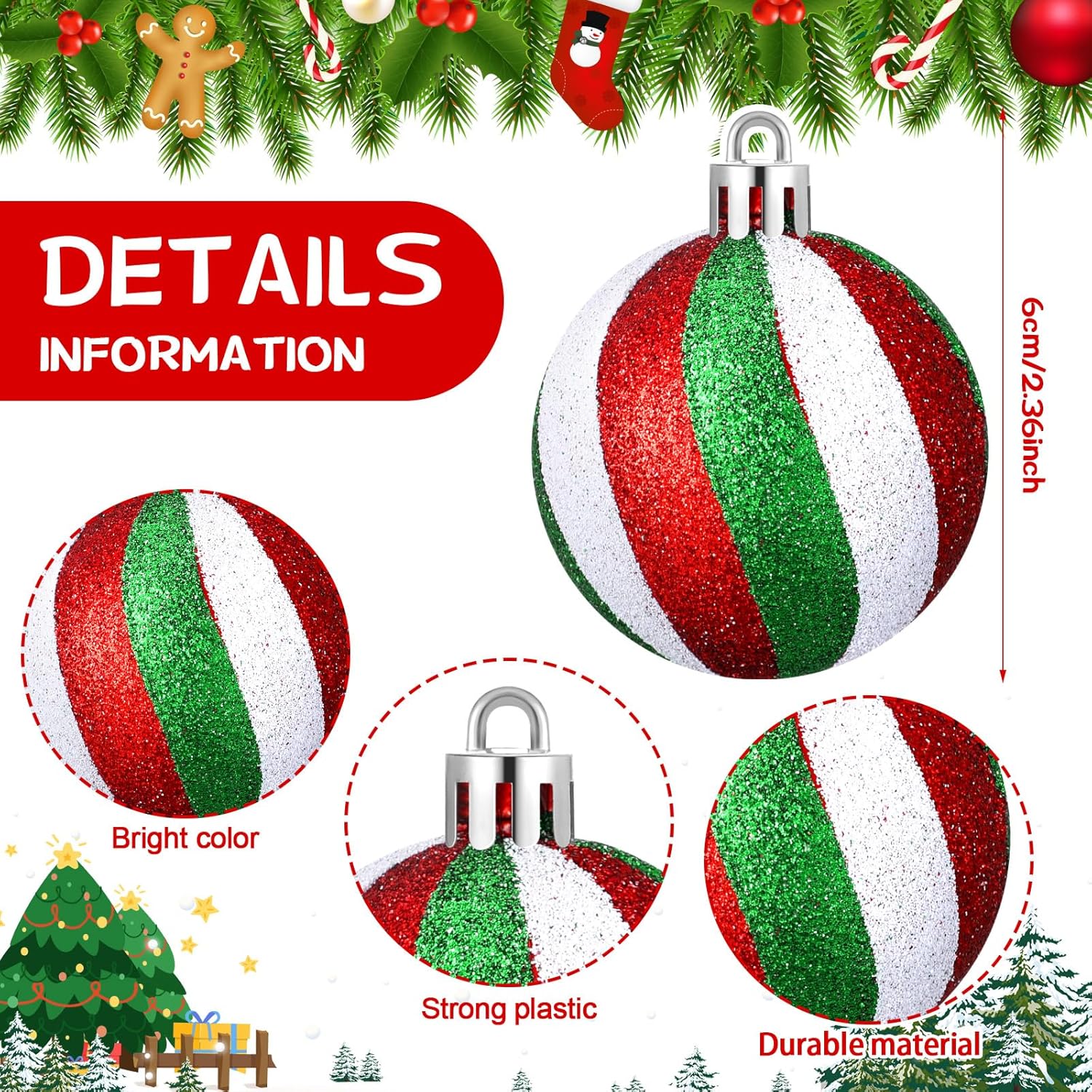 Jetec 24 Pcs Shatterproof Christmas Ball Ornaments