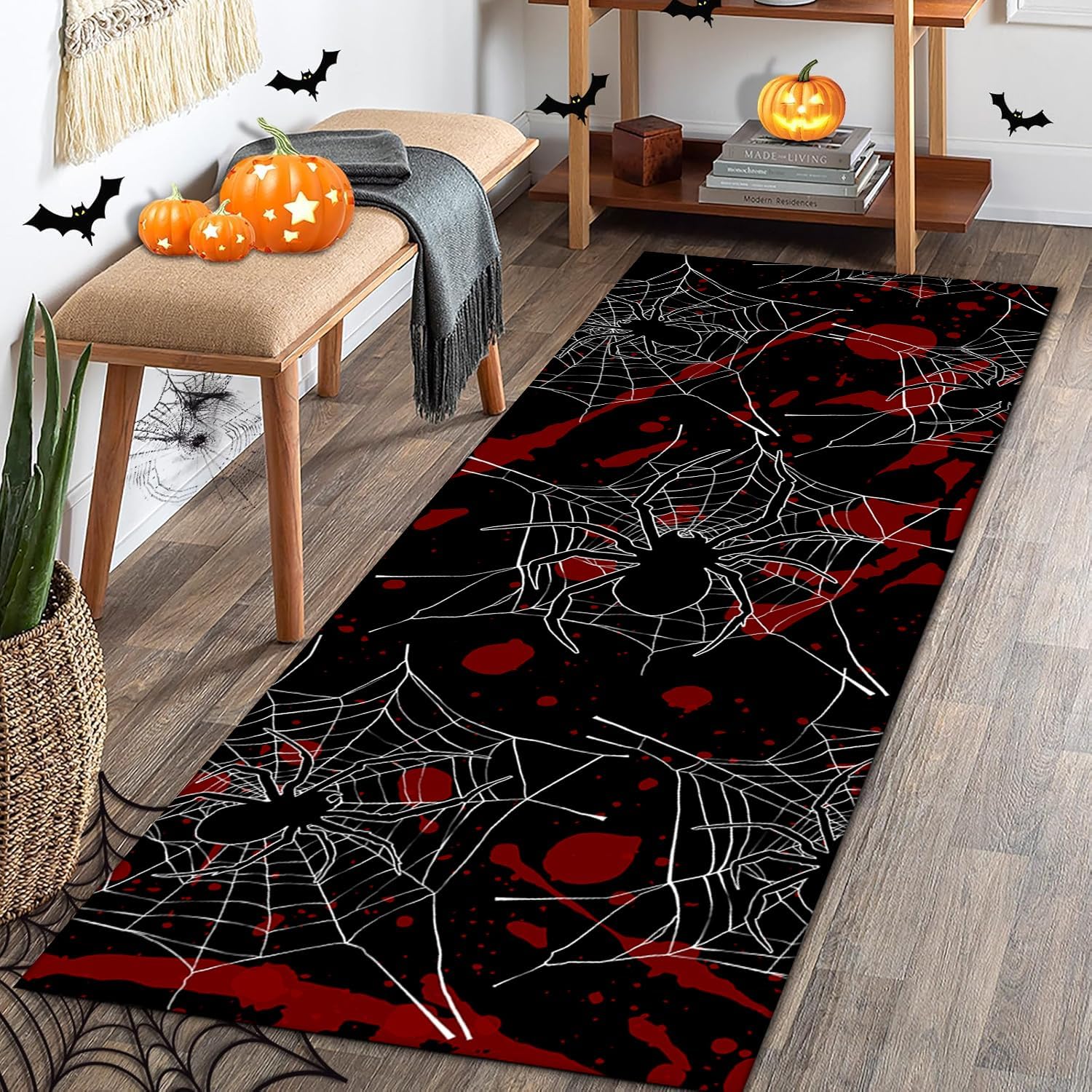 Gothic Spider Web Hallway Runner Rug 13x7ft