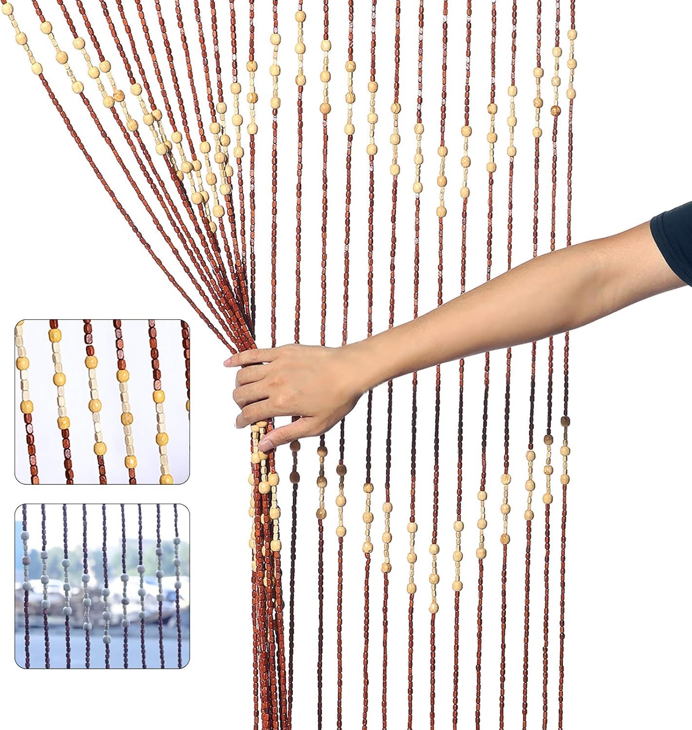 TFCFL 27 String Wooden Beaded Curtains 90x175cm