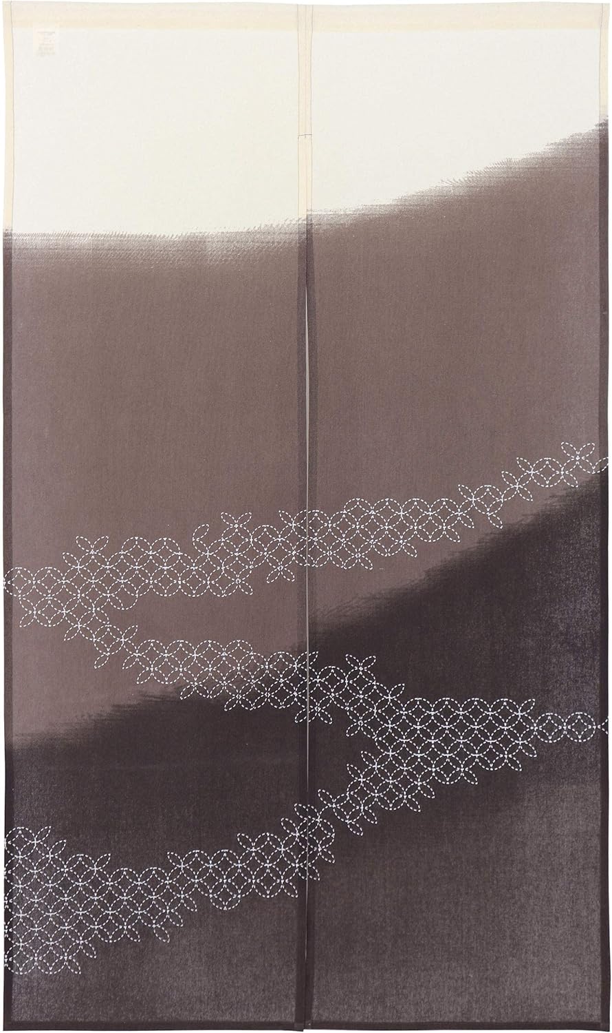 SunnyDayFabric Dooryway Curtain W335 x L59 Tapestry Japanese Noren Blur Brown
