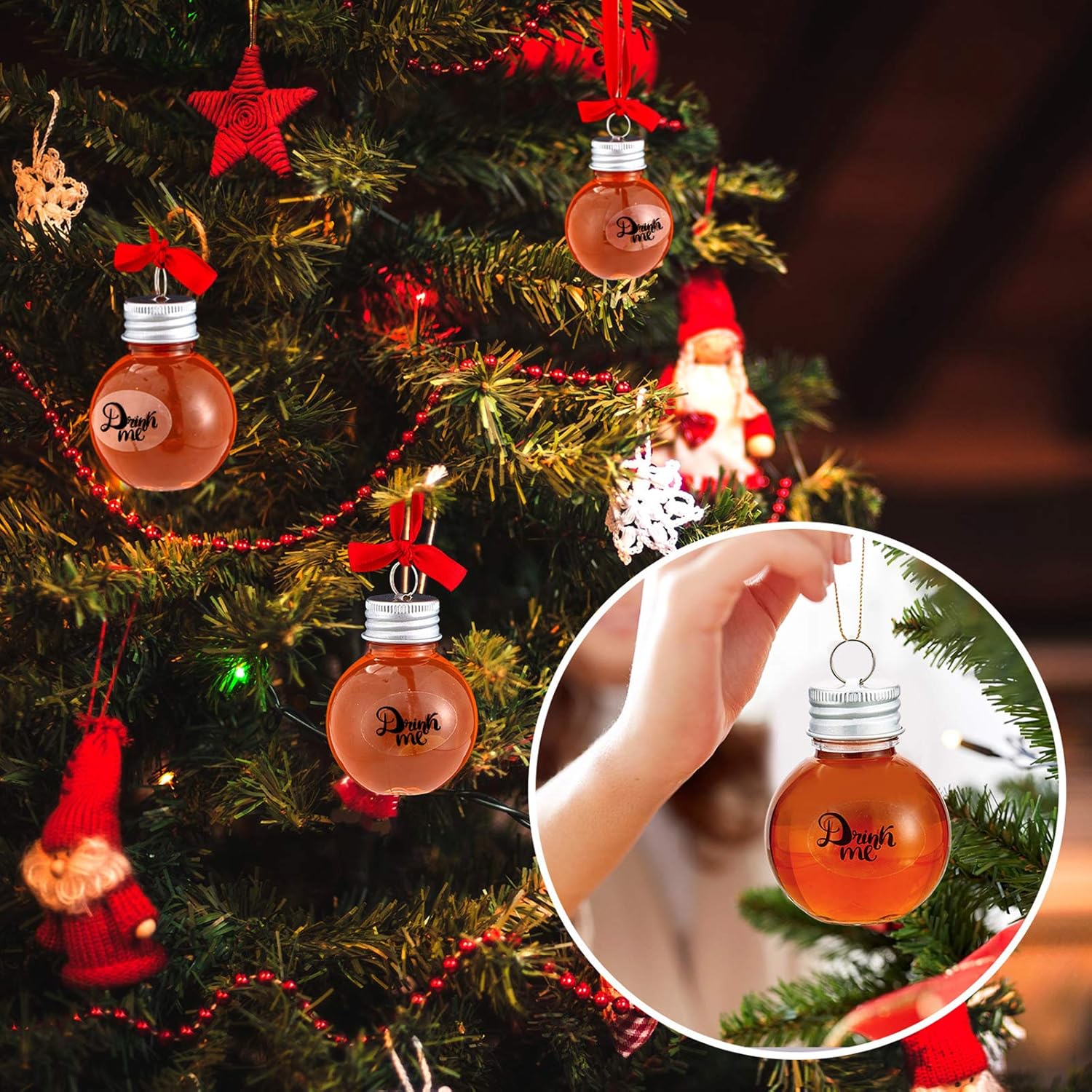 Patelai Christmas Booze Balls 12 Pieces Clear Hanging Ornaments
