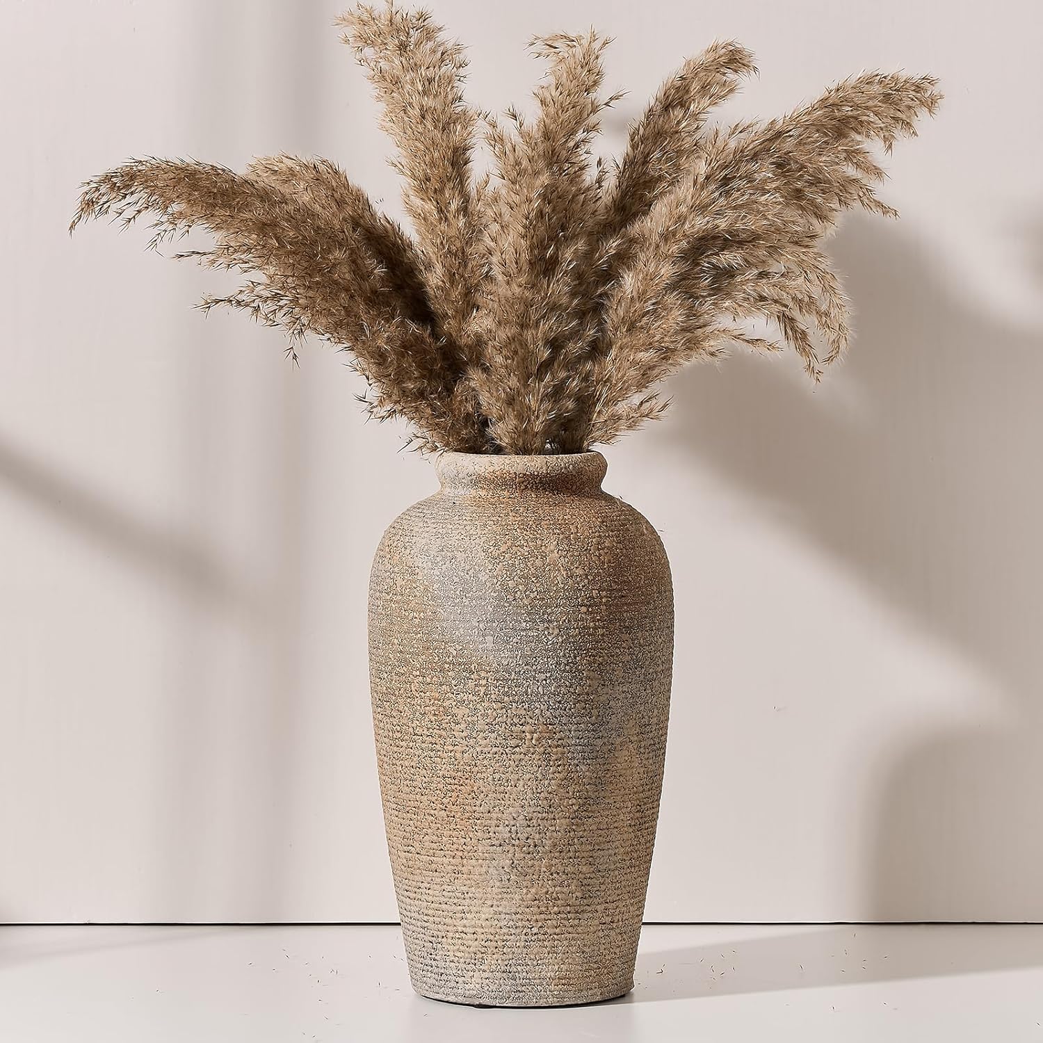 Large Ceramic Rustic Vase 11 Inch Brown