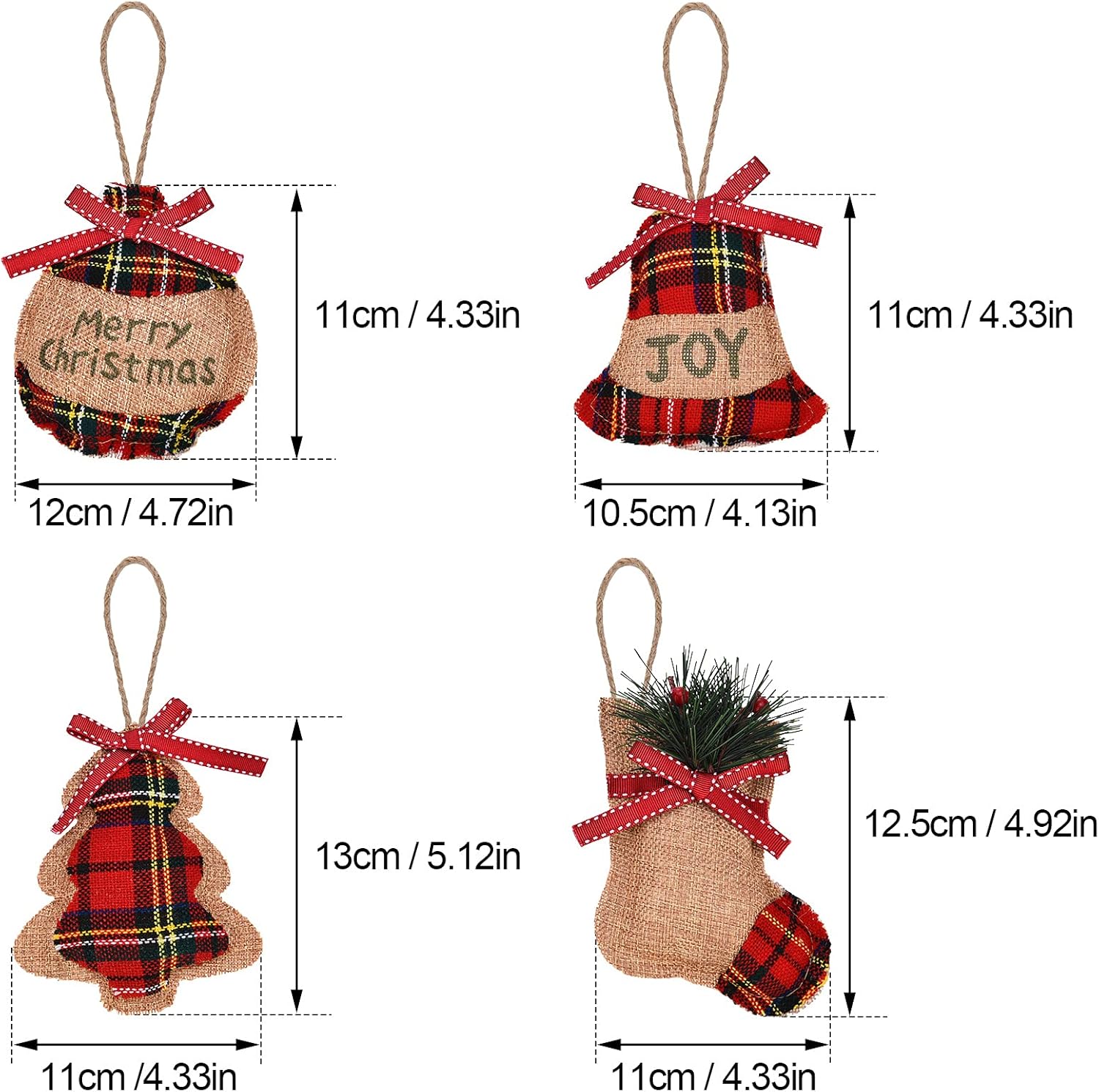 Jetec 20 Piece Rustic Burlap Christmas Ornaments Set