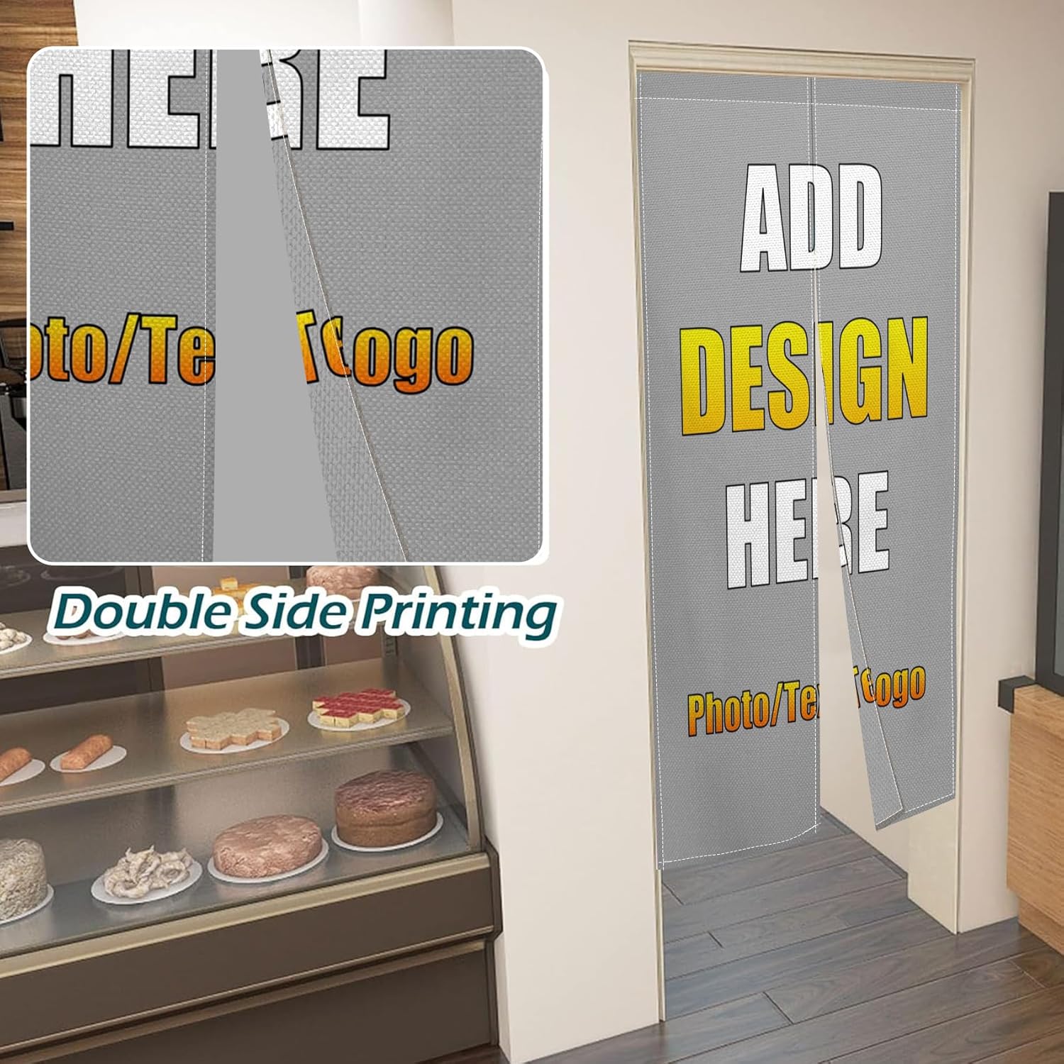Custom Double Sided Japanese Noren Door Curtain Panel