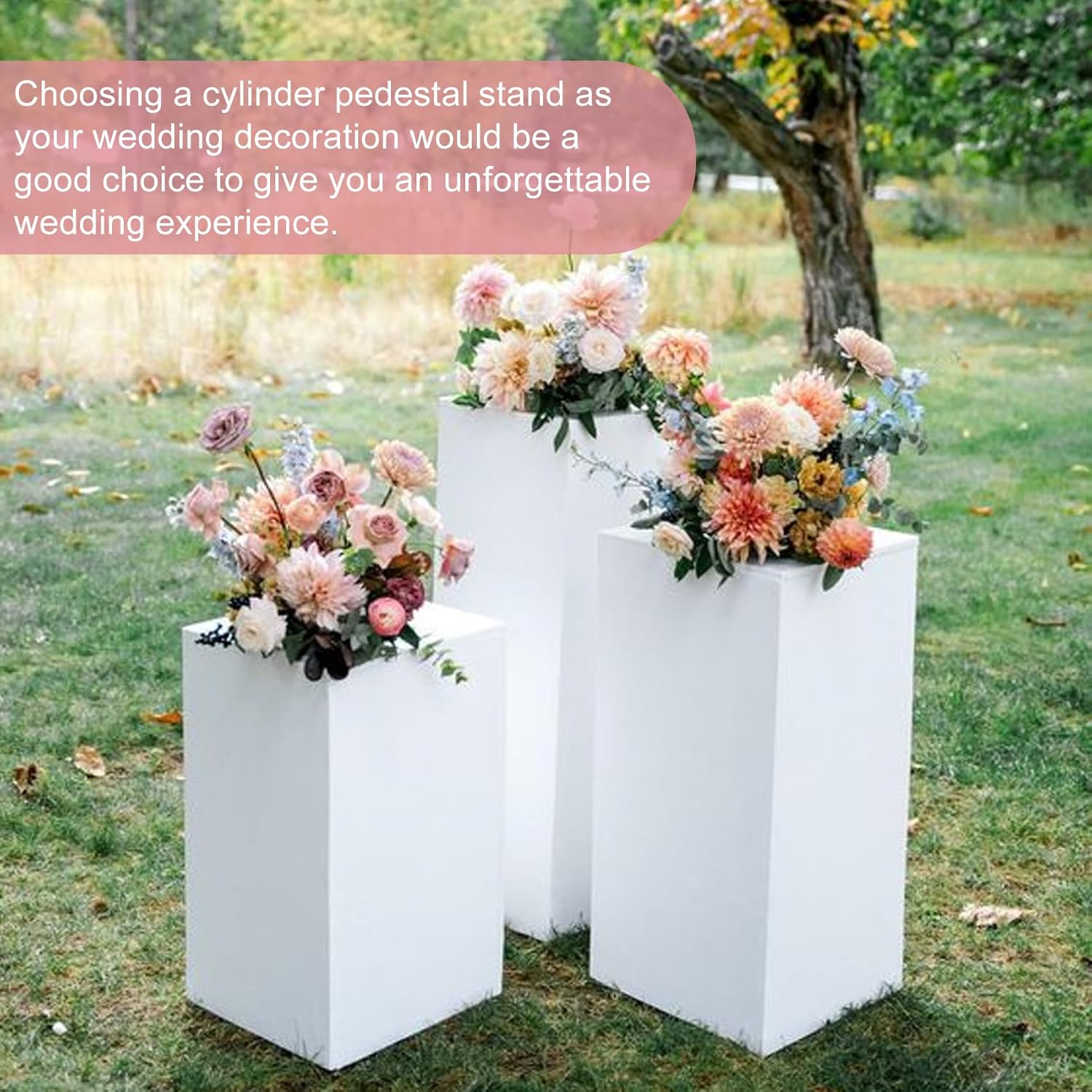 Premium White Square Pedestal Stands Set of 5