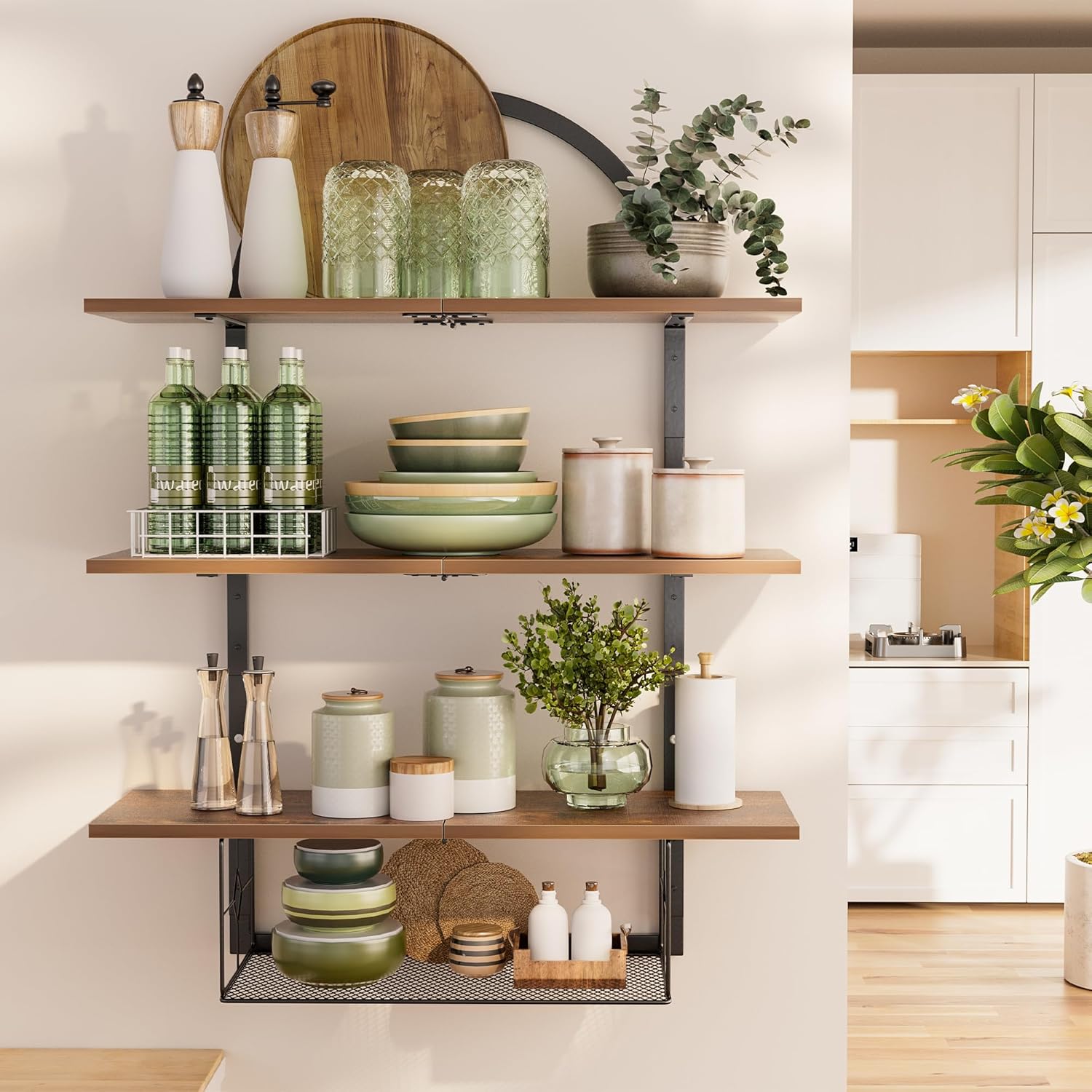 XLHOMO Floating Shelf Wall 24 Inch 31 Tier Rustic Brown