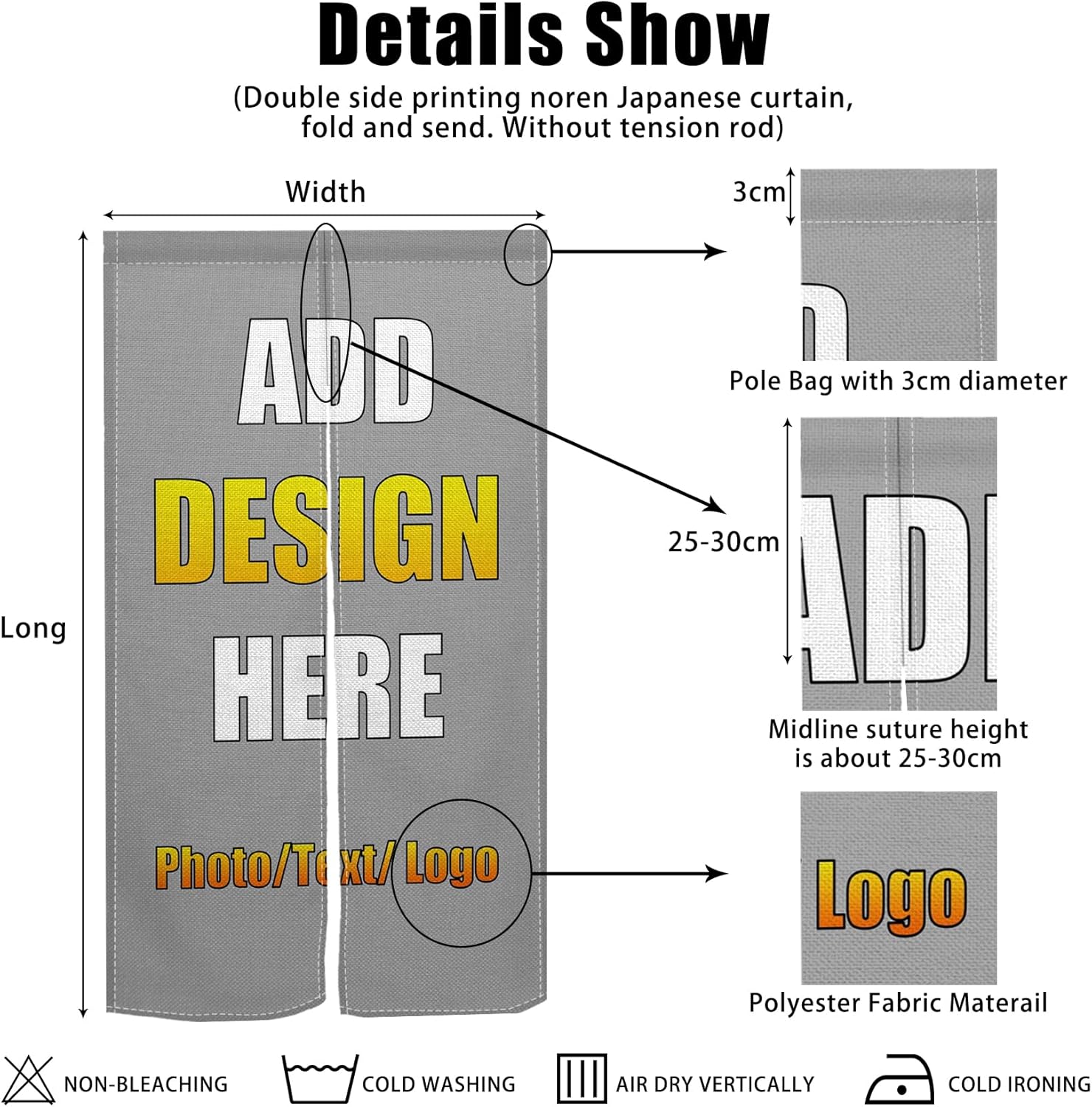Custom Double Sided Japanese Noren Door Curtain Panel