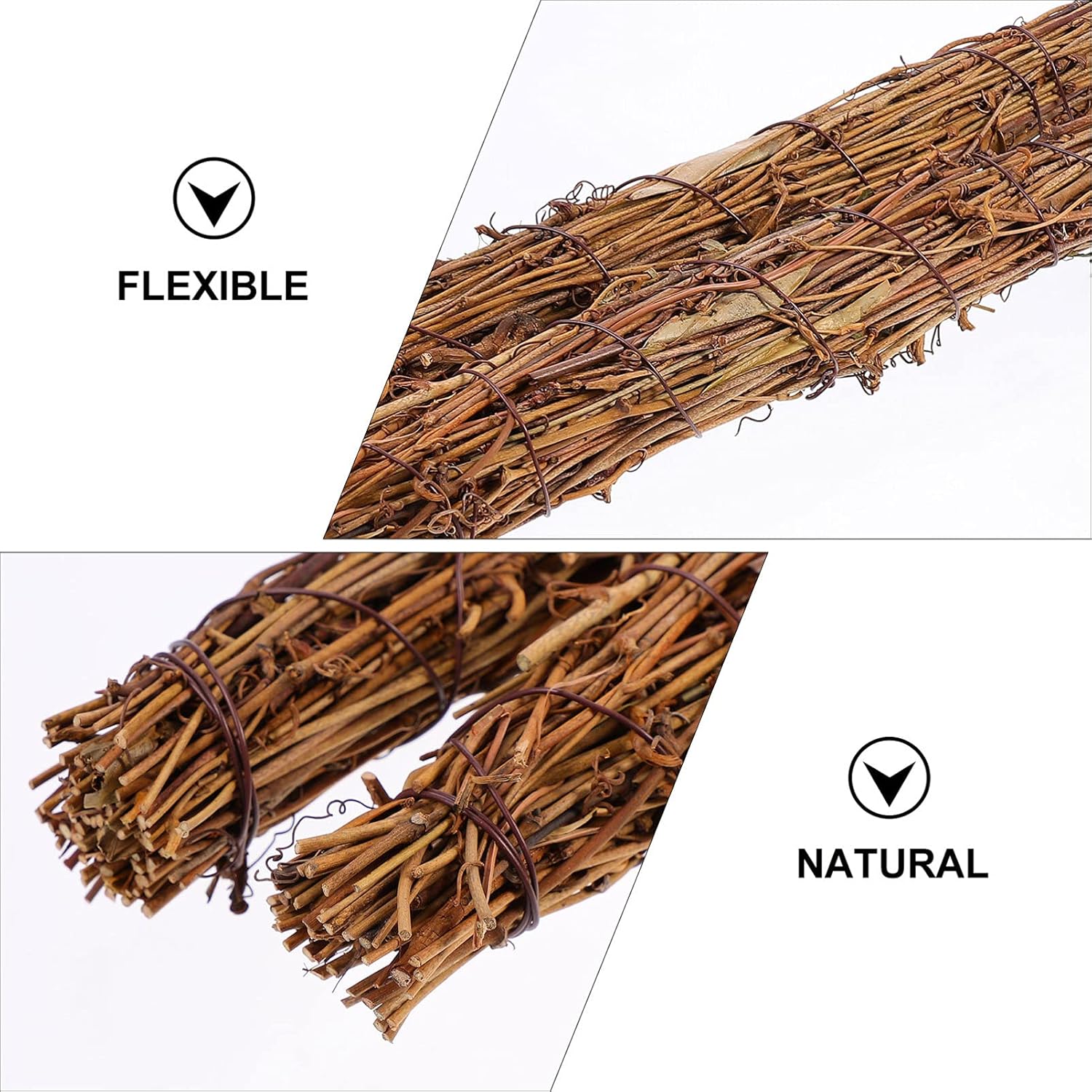 NUOBESTY 2pcs Rattan Wreath Stem Branch Garland