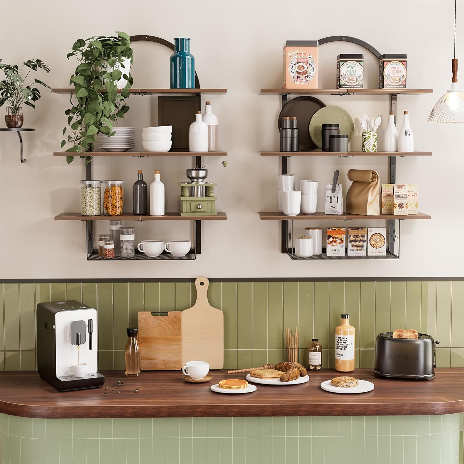 XLHOMO Floating Shelf Wall 24 Inch 31 Tier Rustic Brown