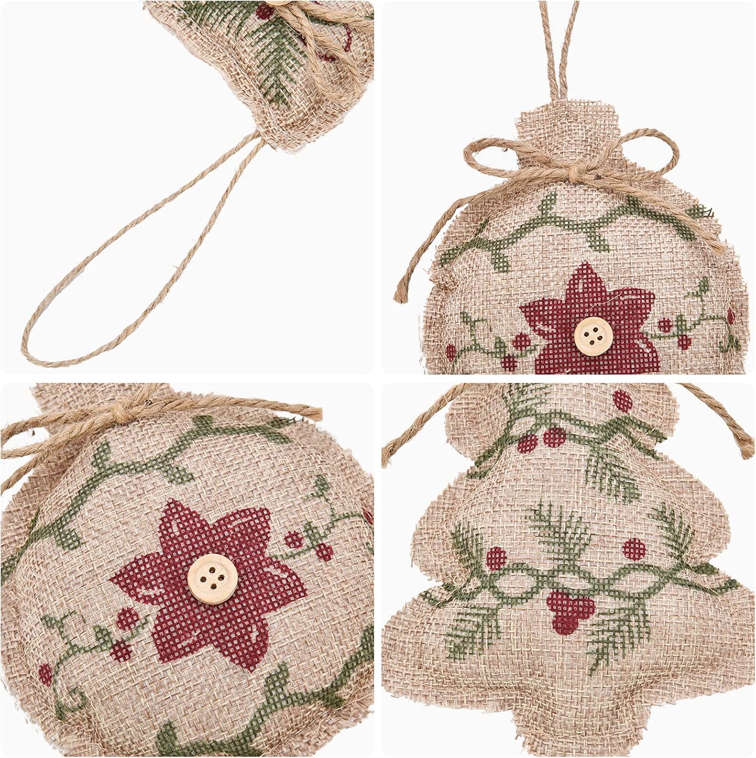 Jetec 16 Piece Rustic Christmas Burlap Decorations