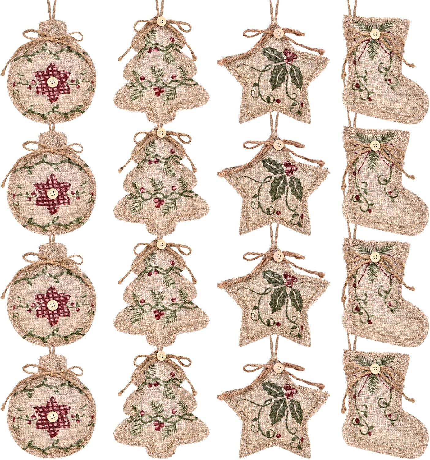 Jetec 16 Piece Rustic Christmas Burlap Decorations