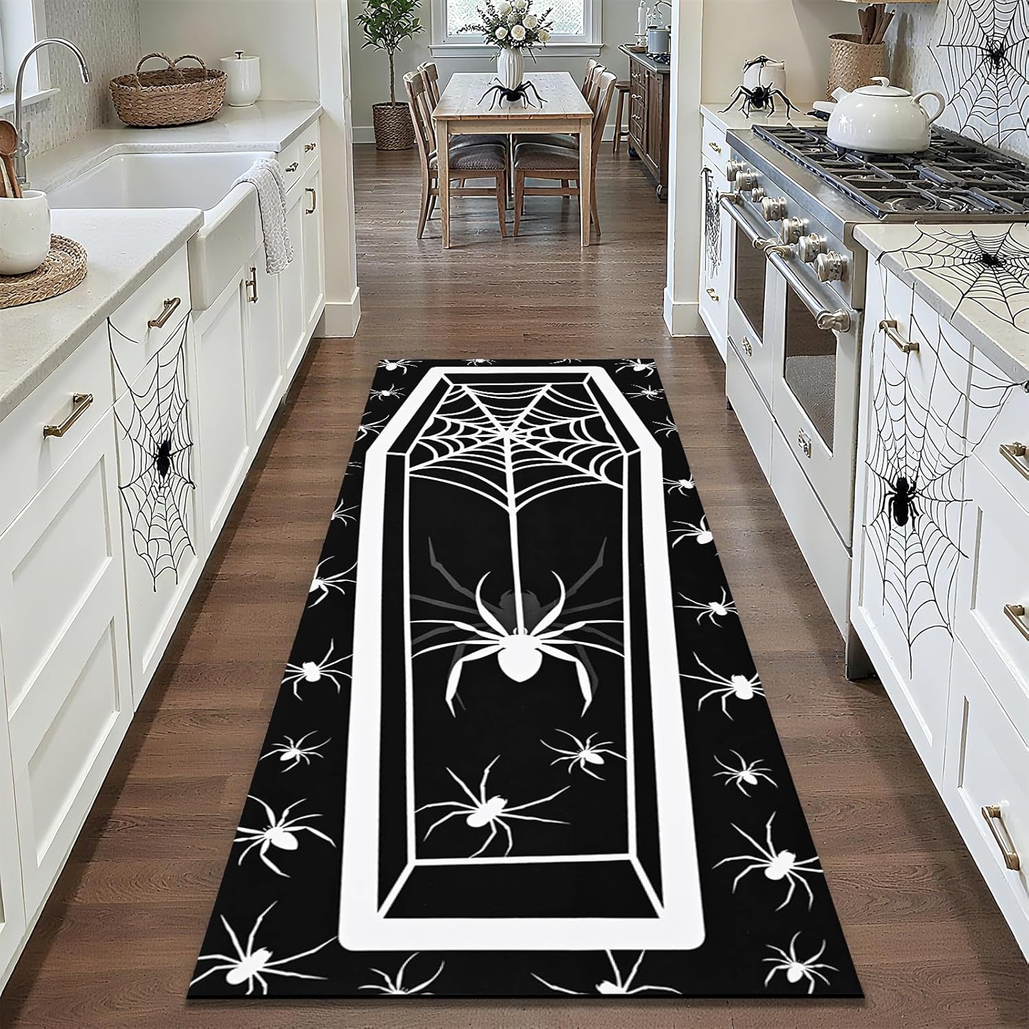 ASPMIZ Halloween Runner Rug Black Gothic Design