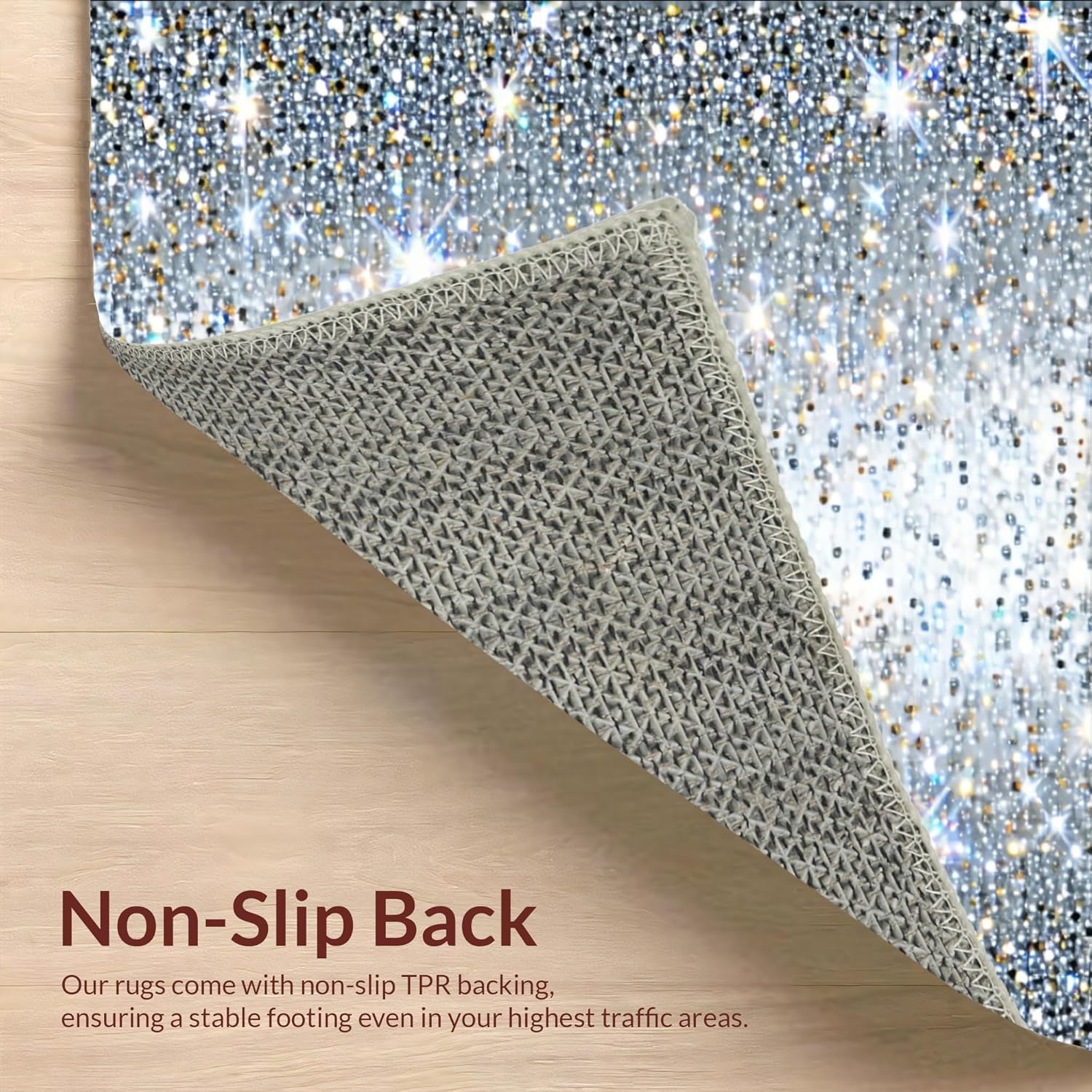 Ultra Soft 5x7 Area Rug with Silver Sparkle Design