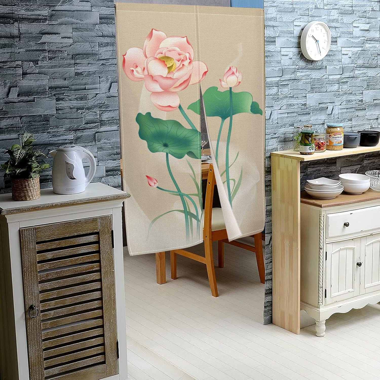 Pink Lotus Flower Door Curtain Noren Tapestry 335x473 In