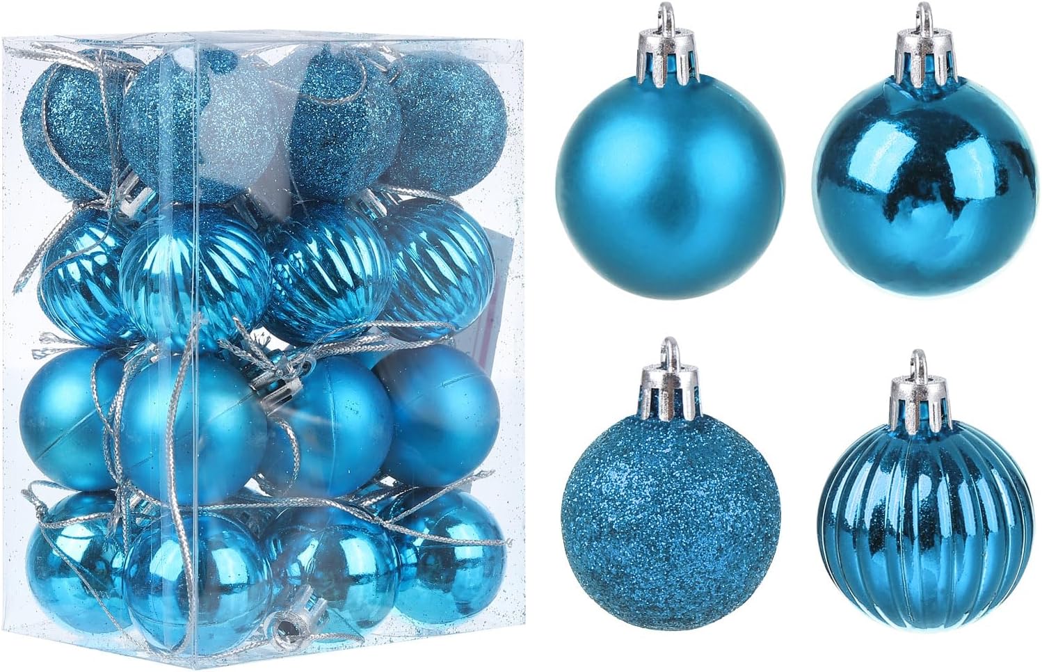 Uxcell 24Pcs Lake Blue 118 Christmas Balls Ornaments