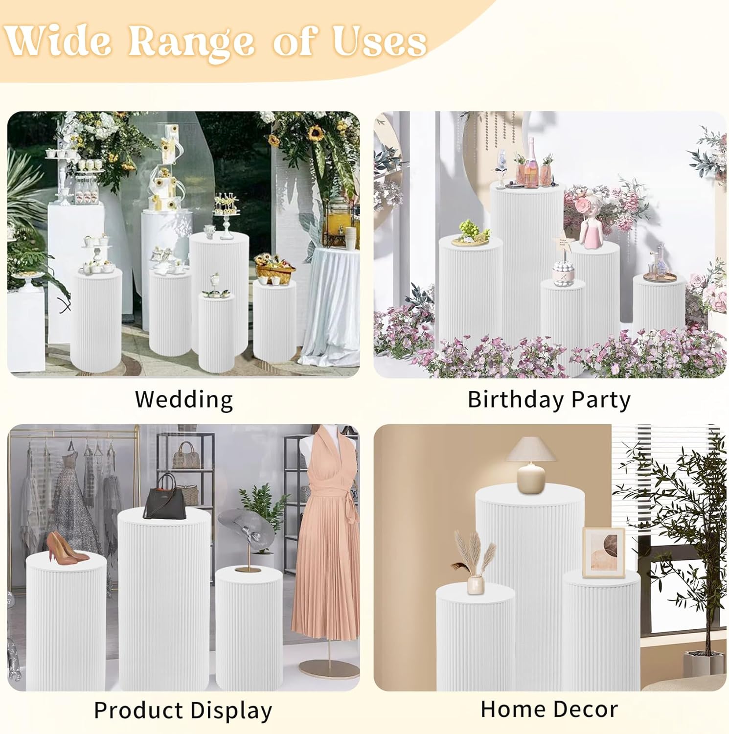 5 Pcs Metal Cylinder Pedestal Stands for Party Decor
