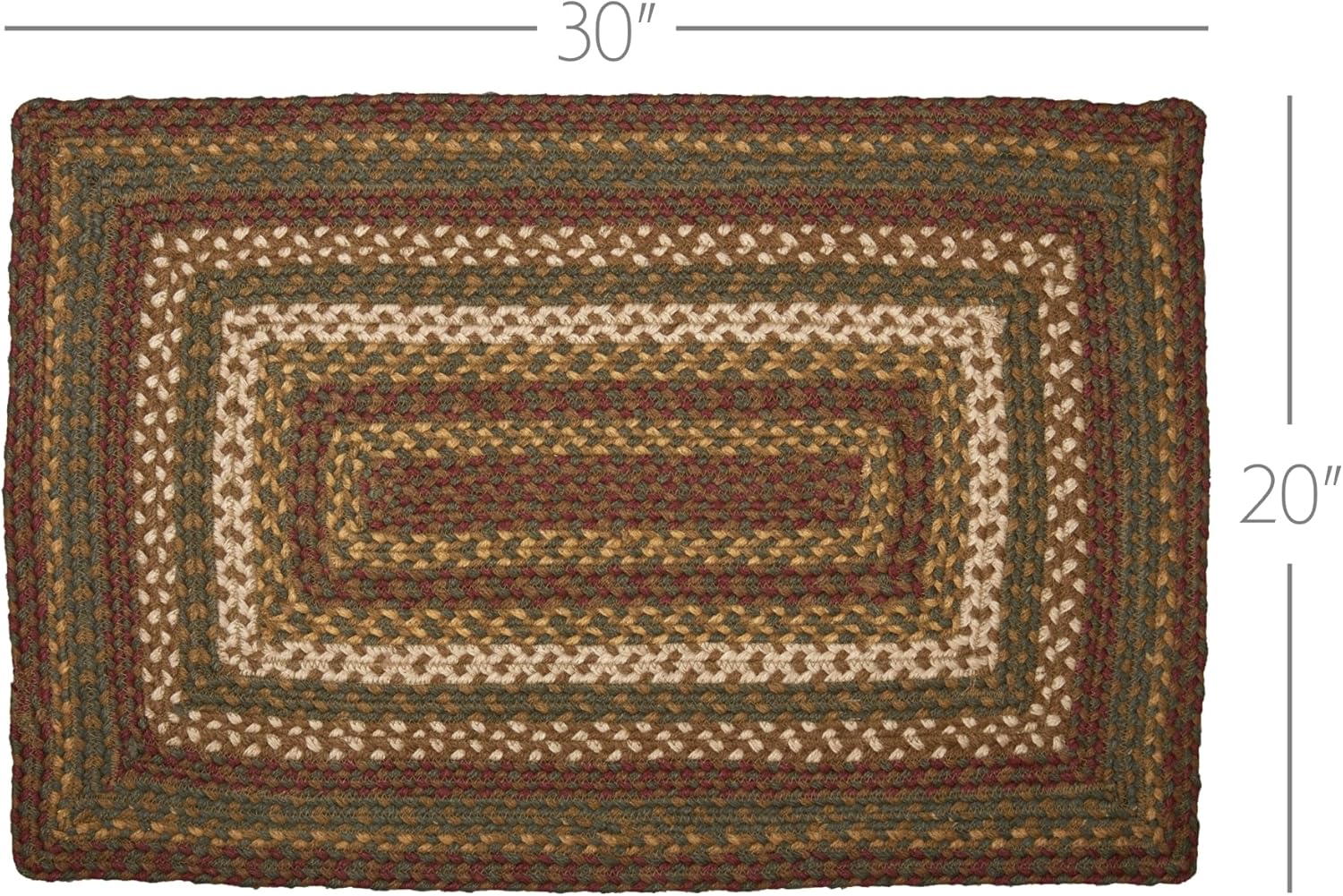 VHC Brands Tea Cabin Rustic Jute Green Striped Area Rug 20x30