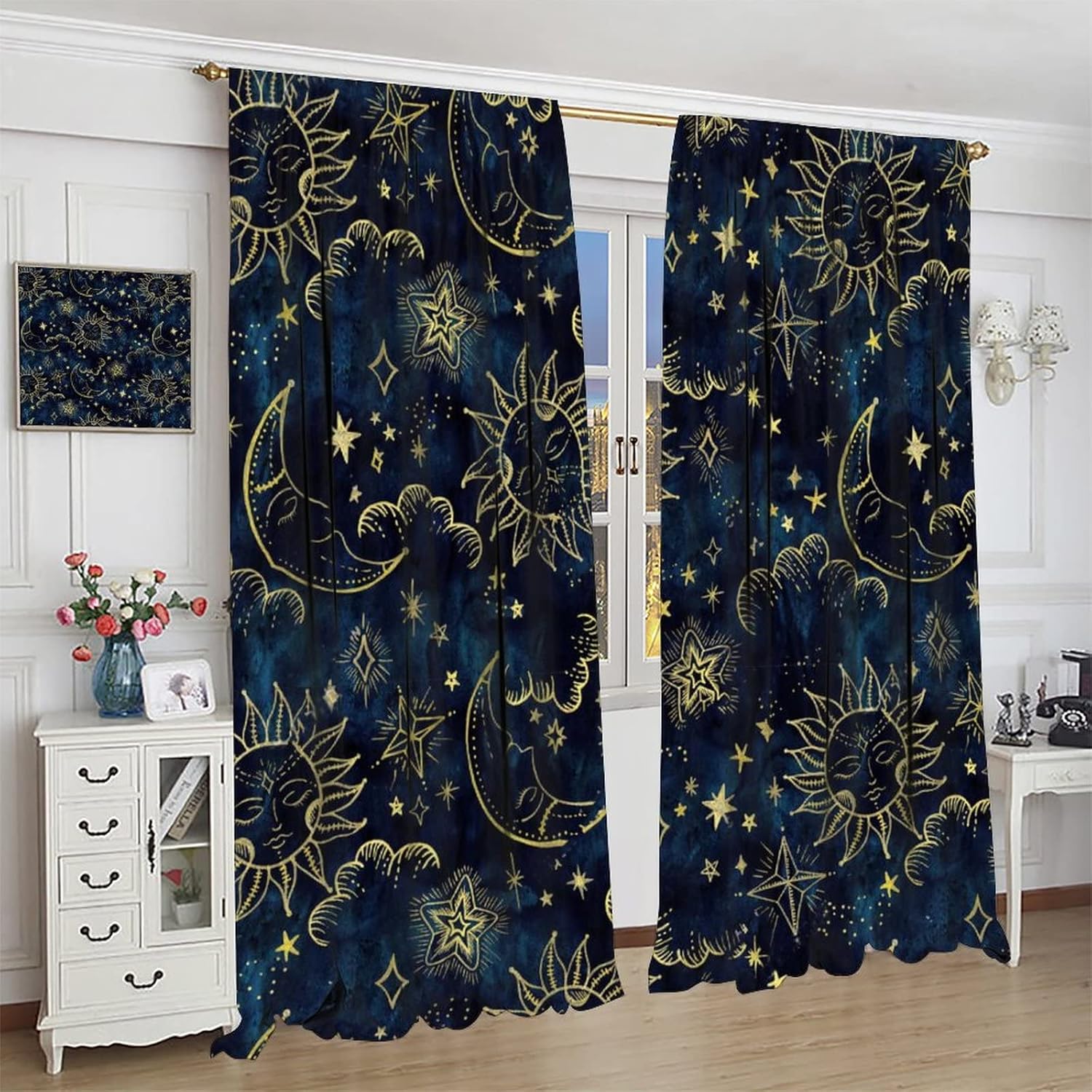 Sun and Moon Curtains Bohemian Style 2 Panels 42x63