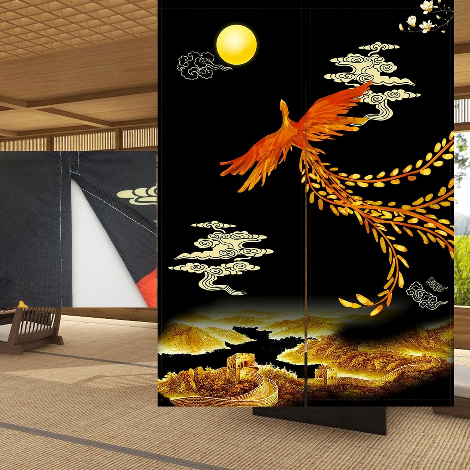 LIGICKY Chinese Style Noren Door Curtain Double Sided