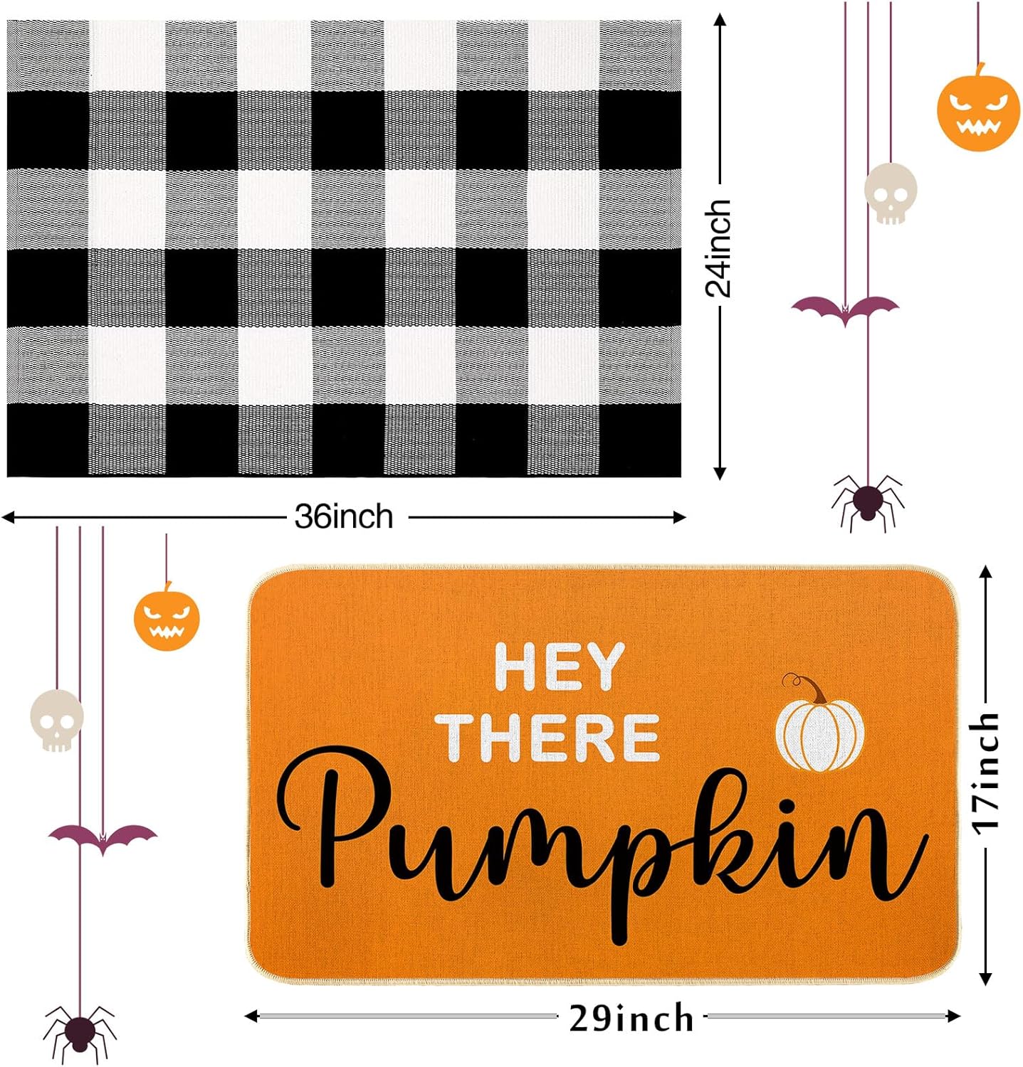 Hey There Pumpkin Door Mat 2 Pcs Fall Welcome Mat