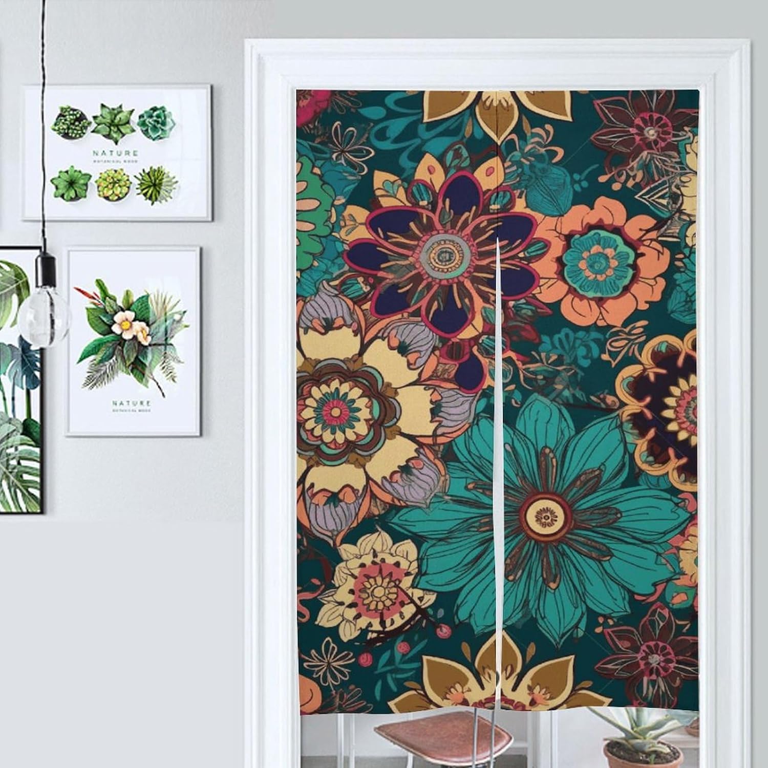 Bohemian Flower Door Curtain Panel 17x57 Inch Split Door Divider