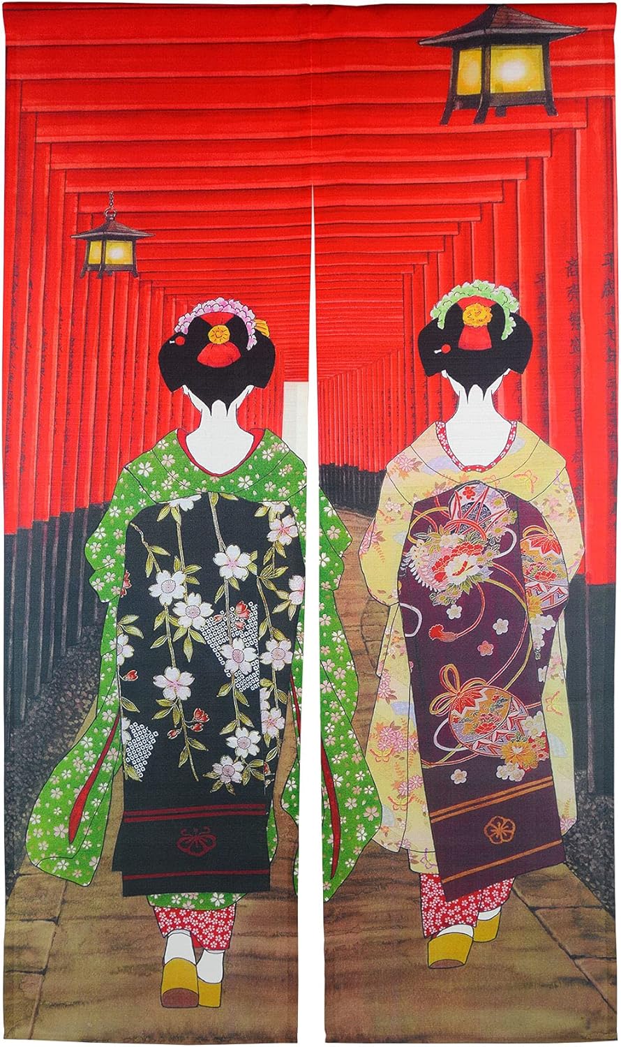 LIGICKY Noren Doorway Curtain Kyoto Geisha Fushimi Inari Tapestries