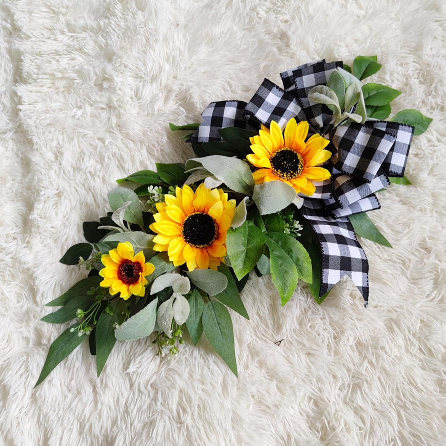 Artificial Sunflower Teardrop Front Door Wreath