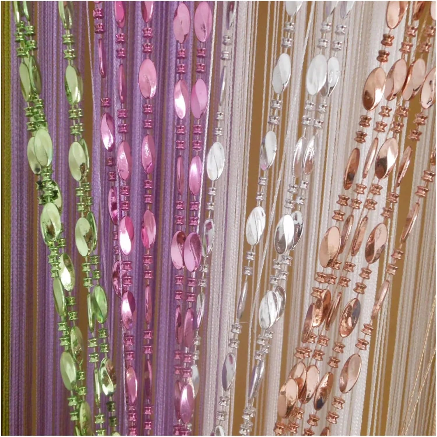 String Bright Button Beaded Door Curtain Panel