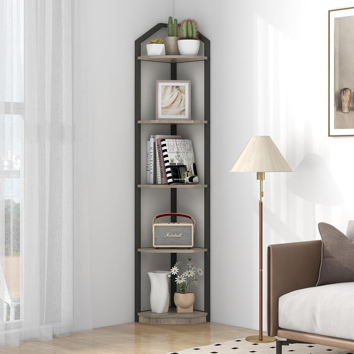 Fun Memories 5 Tier Corner Shelf Stand Grey
