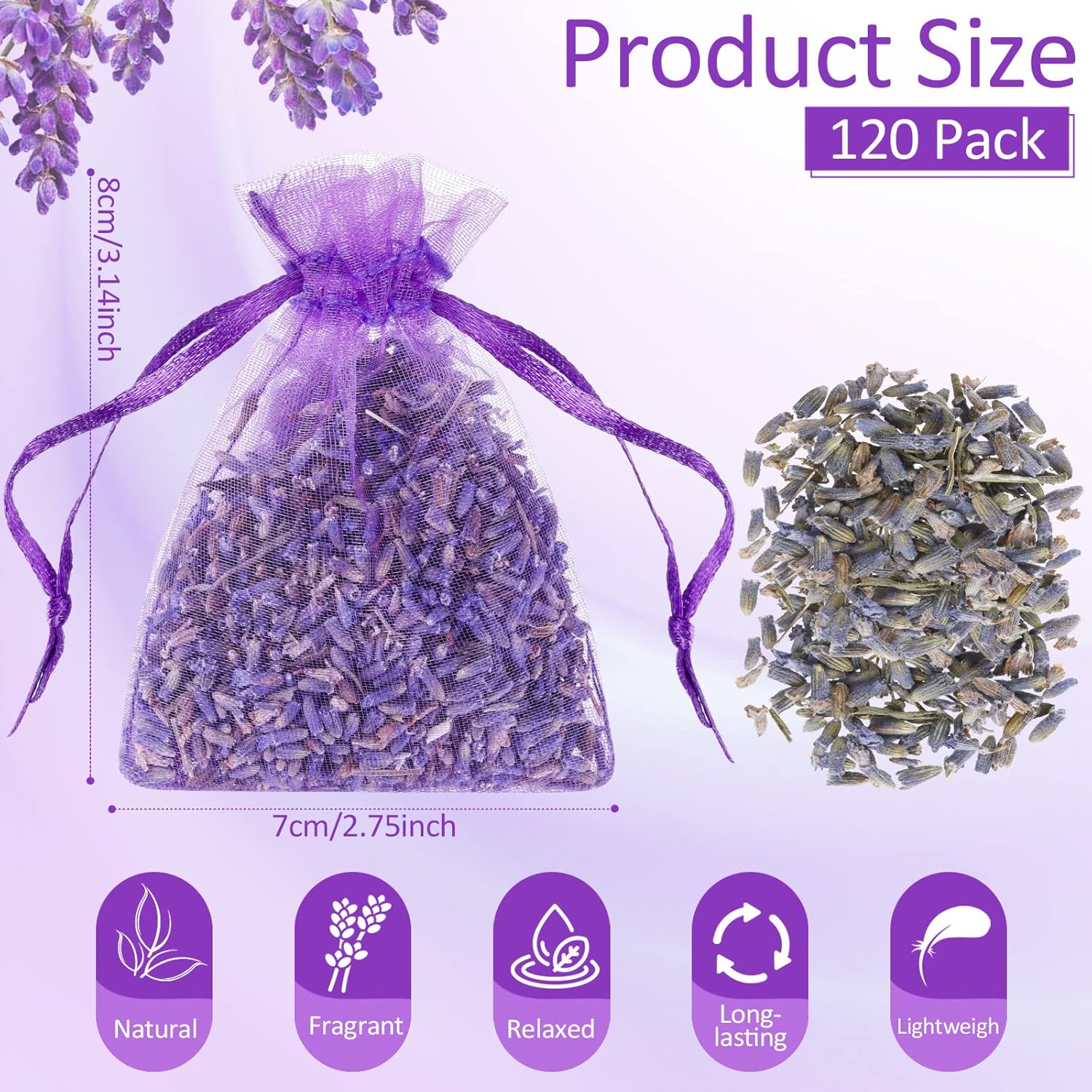 Reginary 120 Pack Lavender Sachets for Drawers Closets