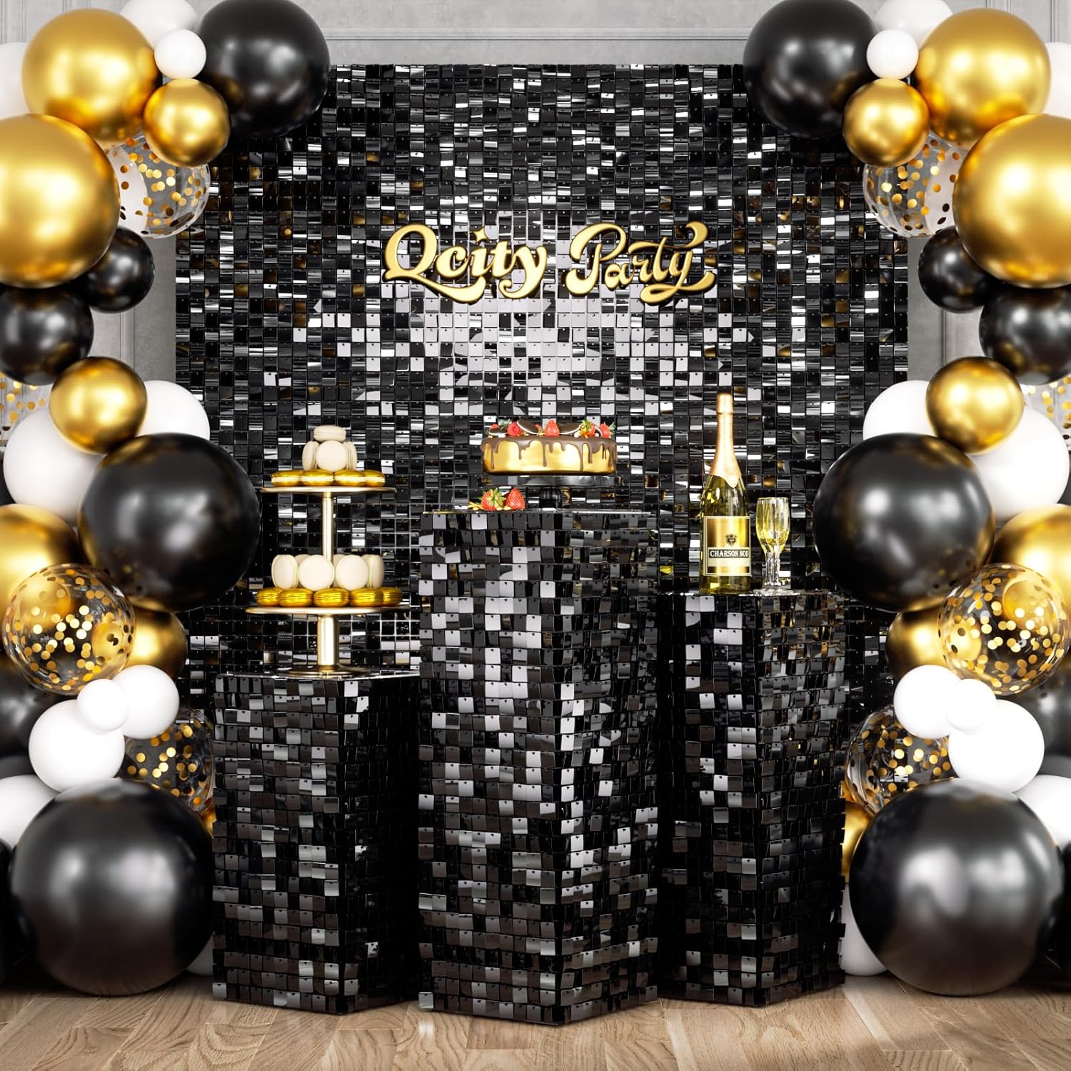 Qcity Shimmer Pedestal Stands Set of 3 for Parties