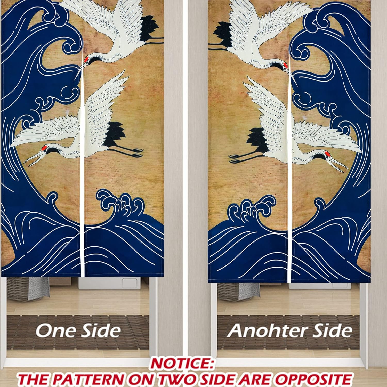 LIGICKY Retro Japanese Noren Door Curtain Linen Tapestry