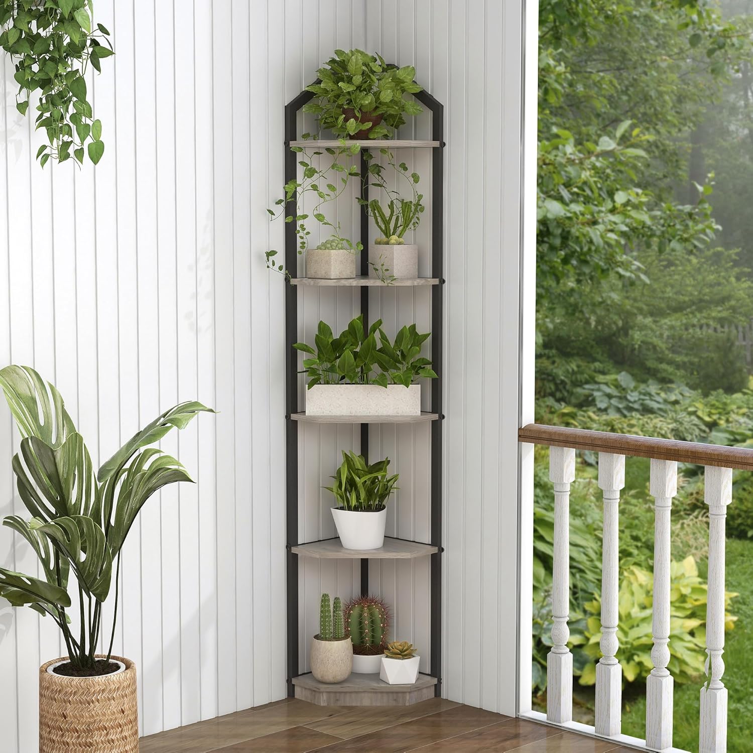 Fun Memories 5 Tier Corner Shelf Stand Grey