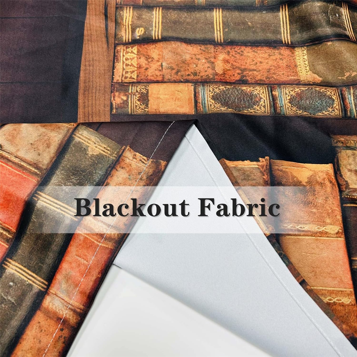 Bookshelf Blackout Curtains 42x63 Inch Grommet Thermal Insulated Room Darkening Window Drapes