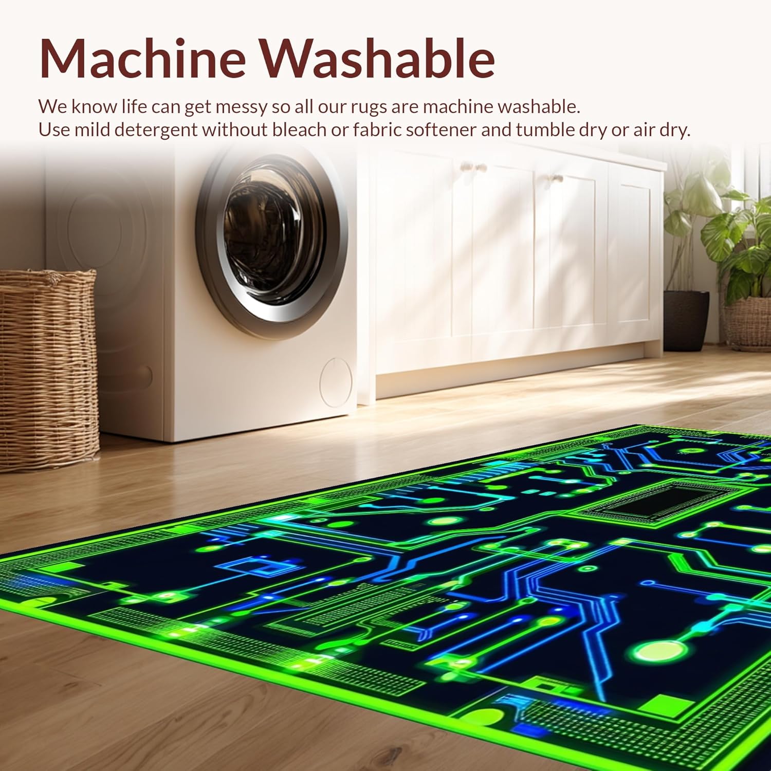 Ultra Soft 4x6 Area Rug with Fluorescent Grid Lines