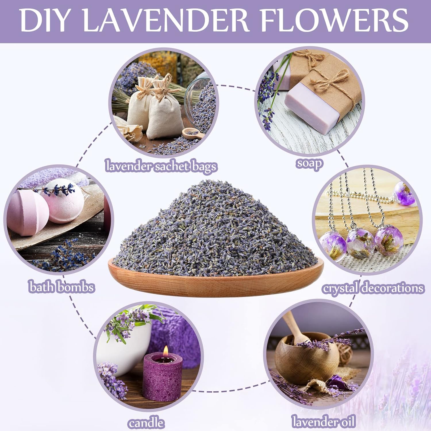 Treela 3 Pound Dried Lavender for Crafts and Home Fragrance