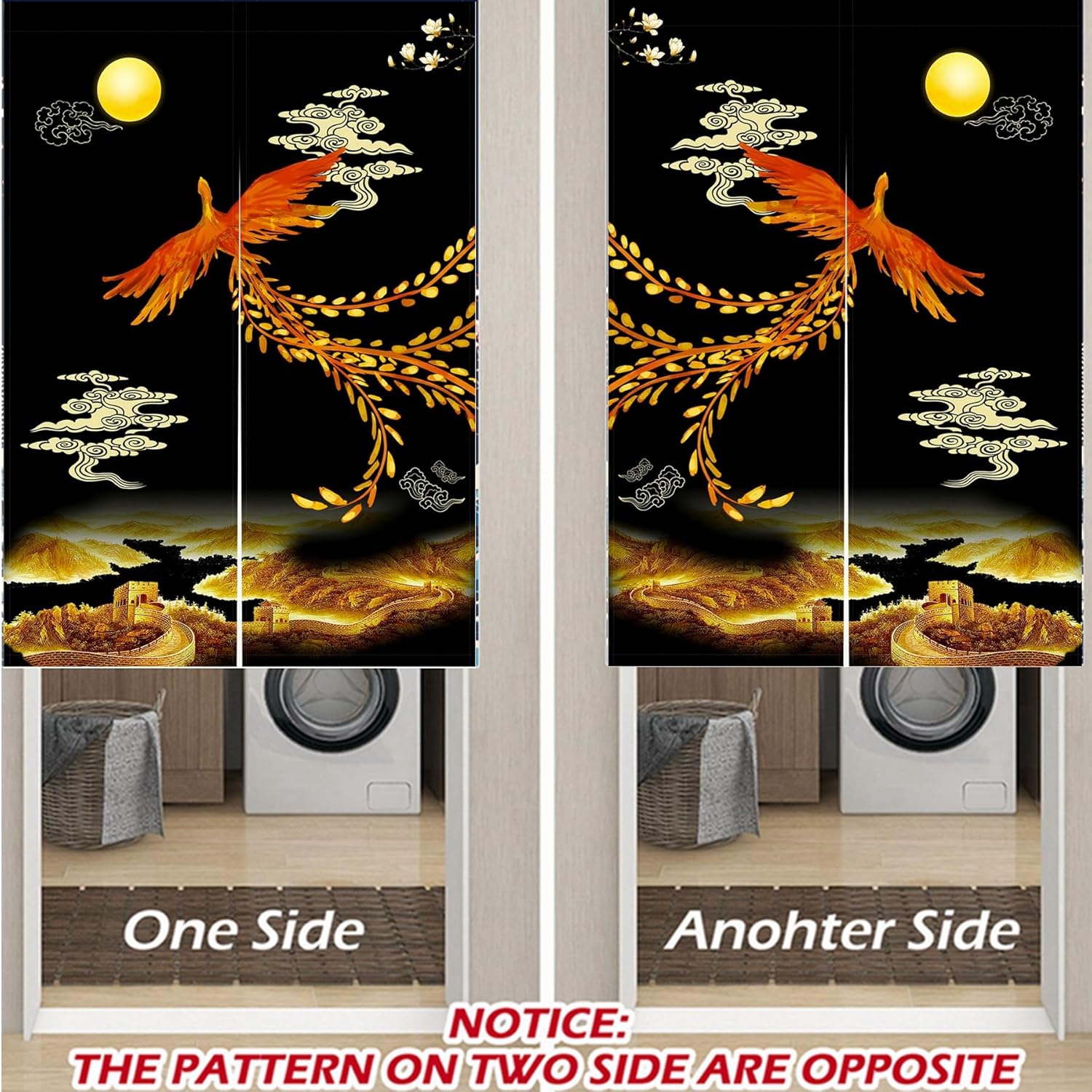 LIGICKY Chinese Style Noren Door Curtain Double Sided