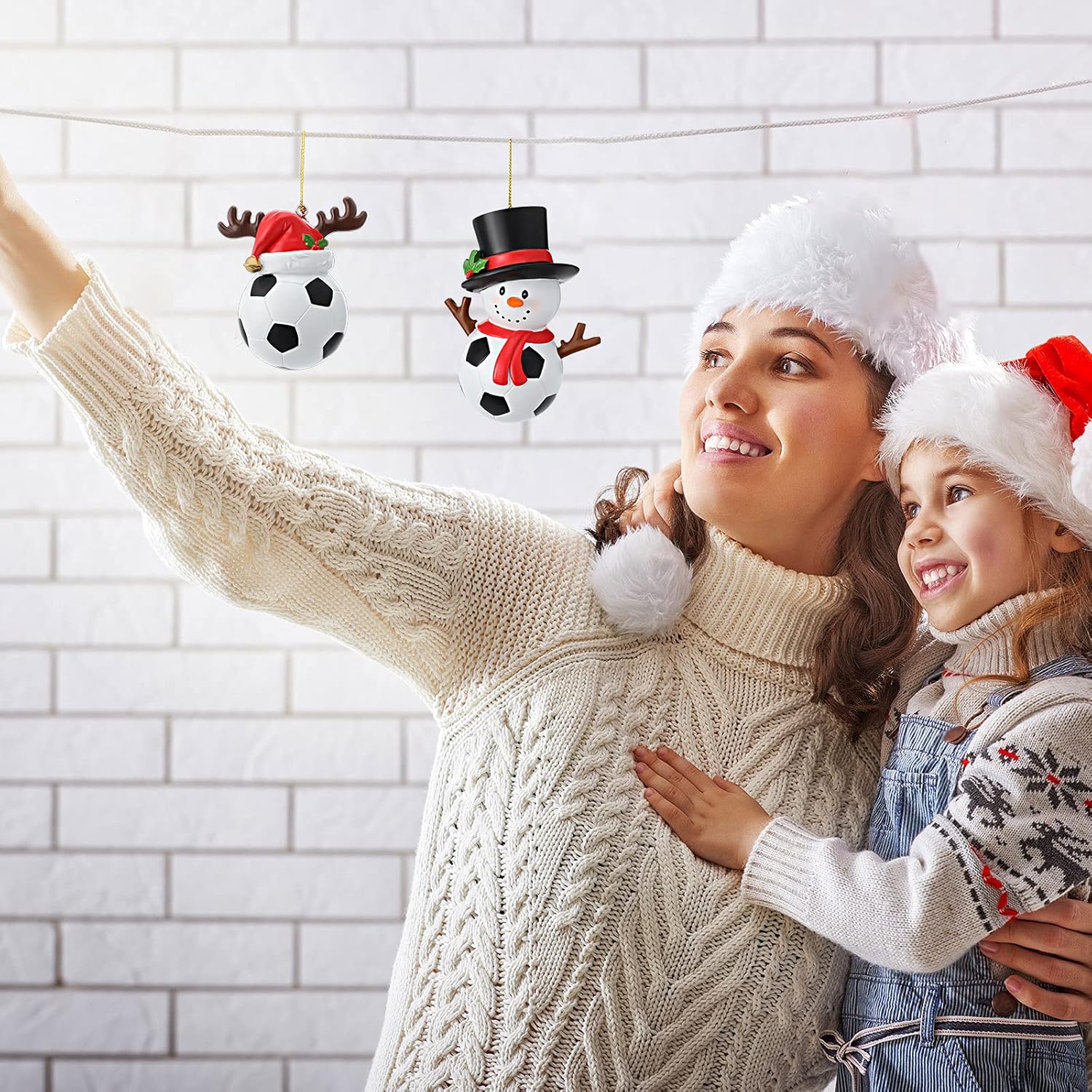 Jetec 2 Piece Christmas Football Pendant Set