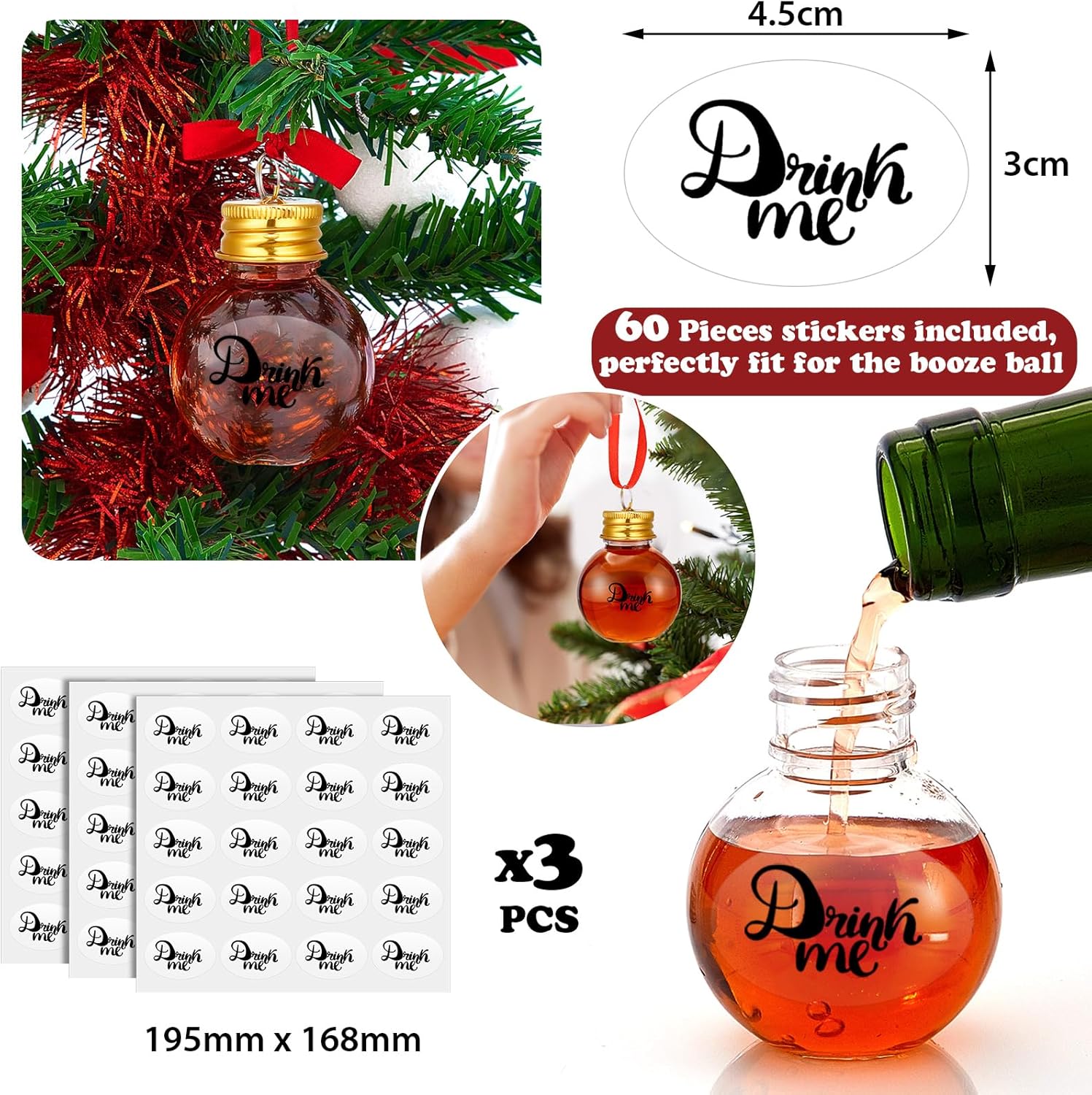 Patelai Clear Christmas Fillable Ornaments 48 Pcs