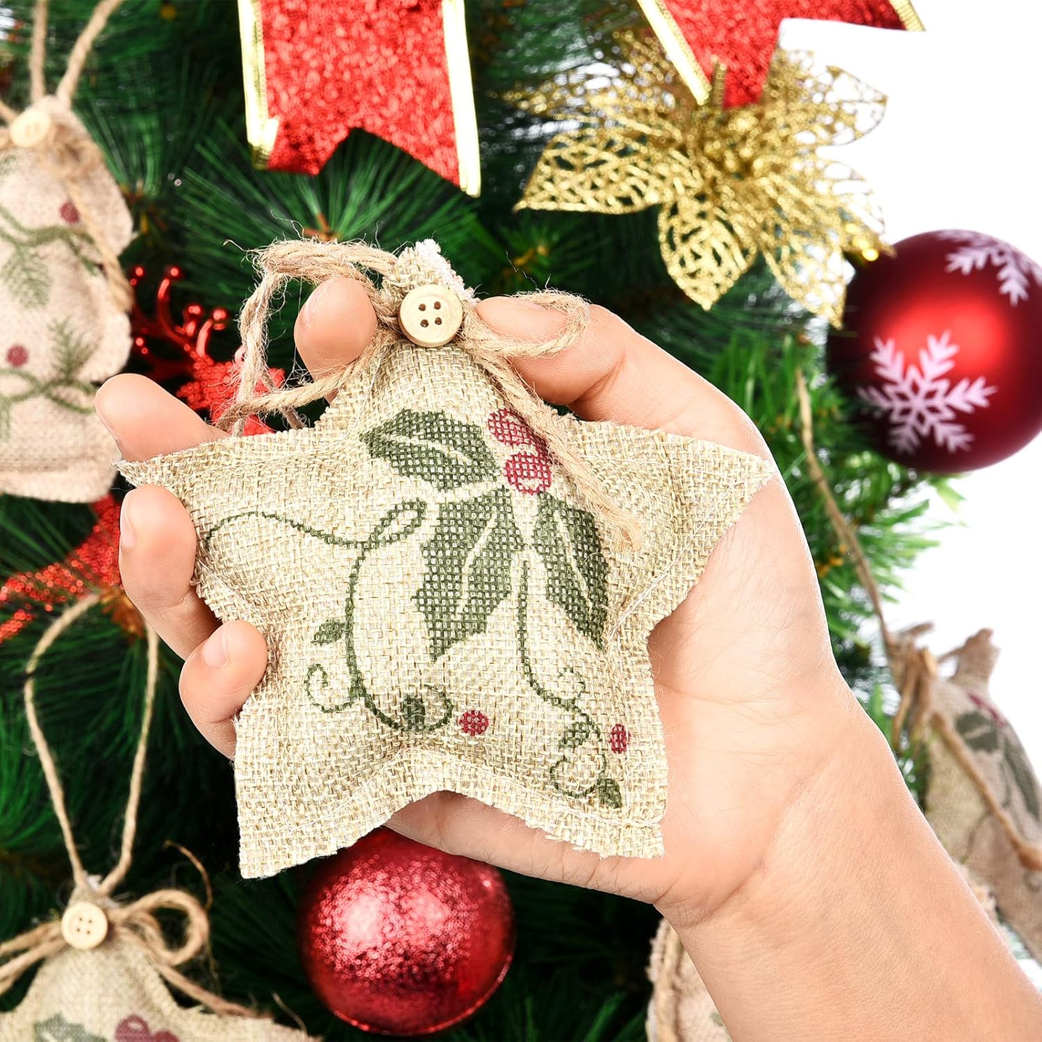 Jetec 16 Piece Rustic Christmas Burlap Decorations