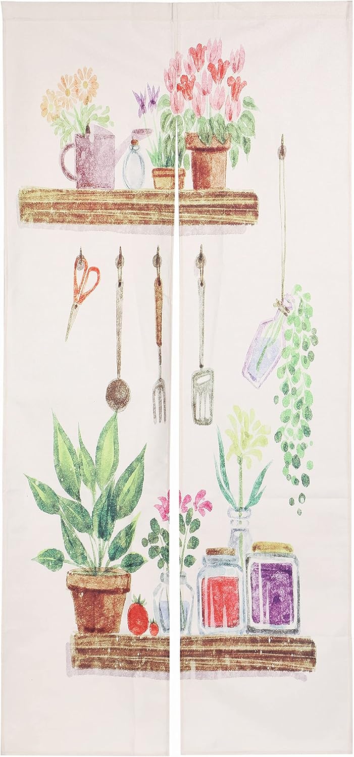 Noren Japanese Style Doorway Curtain with Planter Print