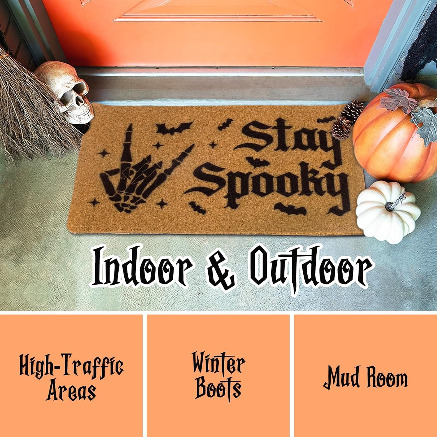 Ciyvolyeen Spooky Skeleton Welcome Mat Halloween Door Mat