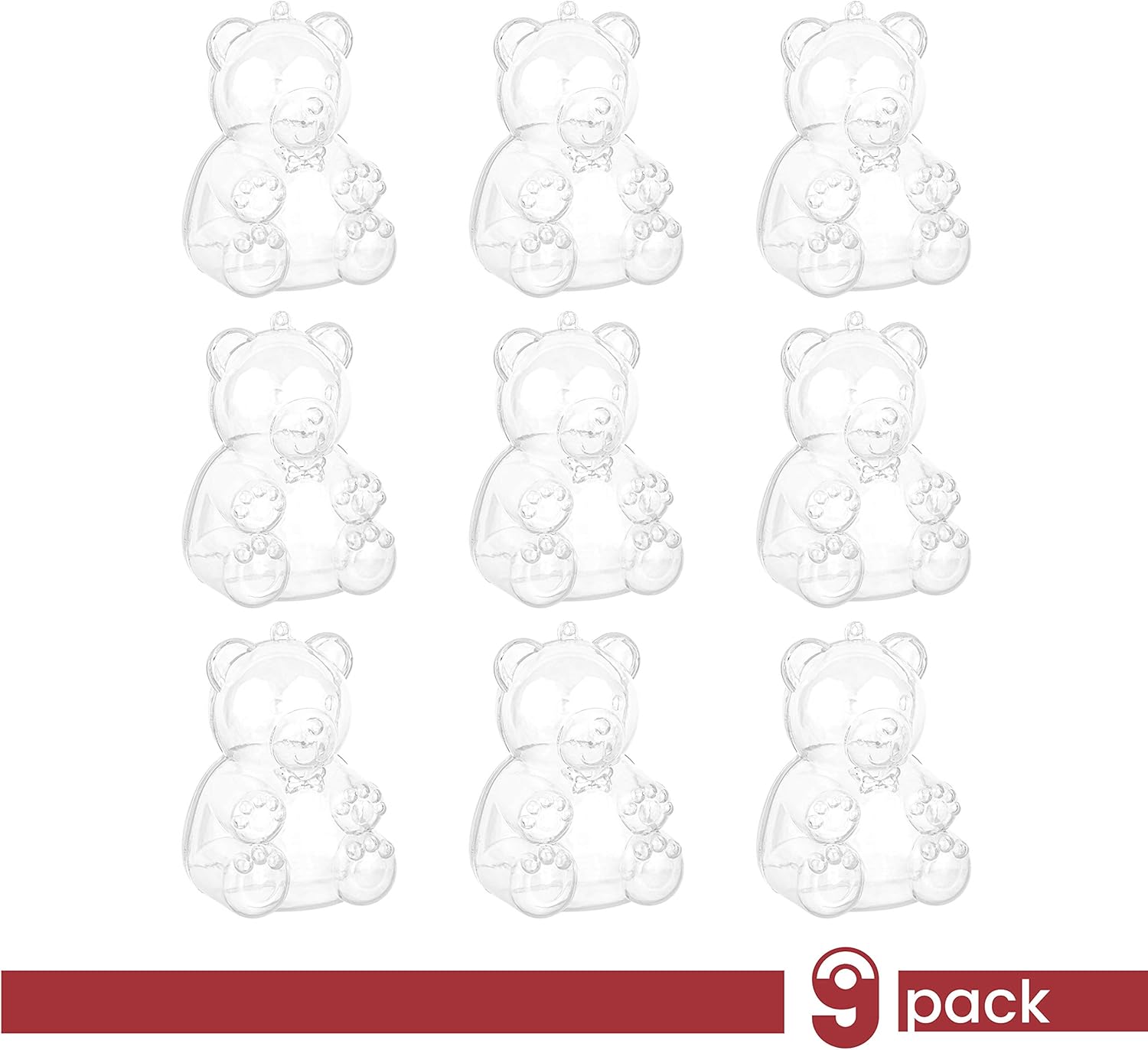 Hammont Tree Ornaments - 9 Pack Acrylic Bear Shaped Christmas Decor