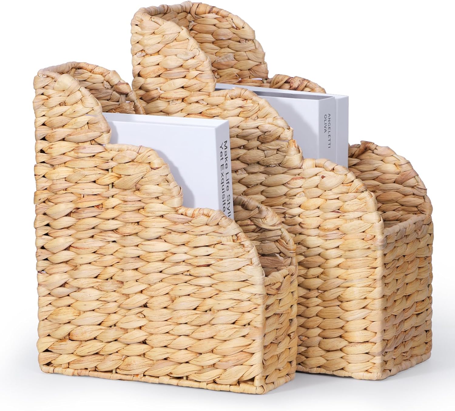 BROWNLILY Water Hyacinth Magazine Holders Set of 2